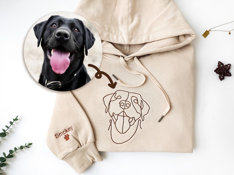 Custom One-line Dog Mpm Embroidered Hoodie