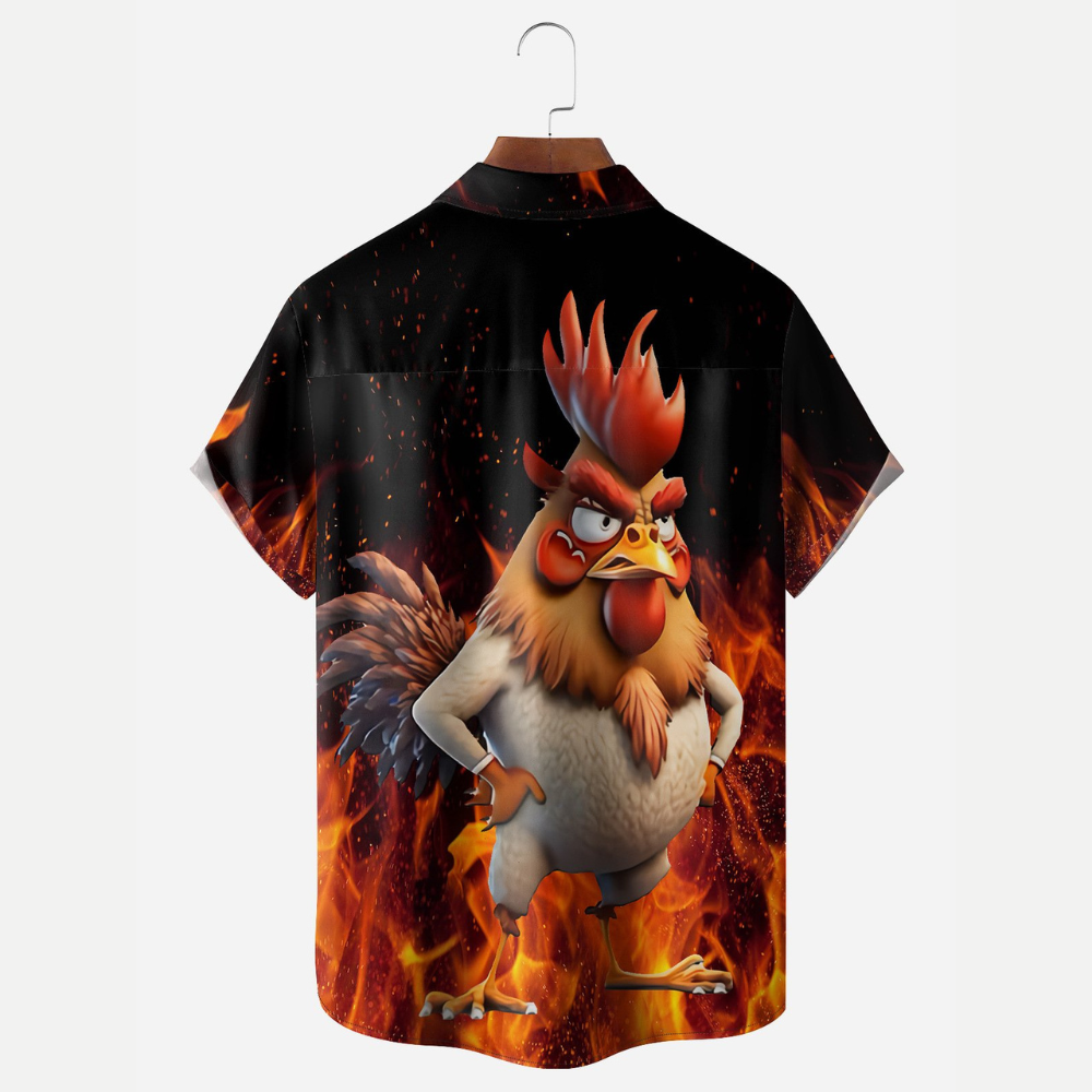 angry rooster with fire hawaiian shirt 1143 lhgs1