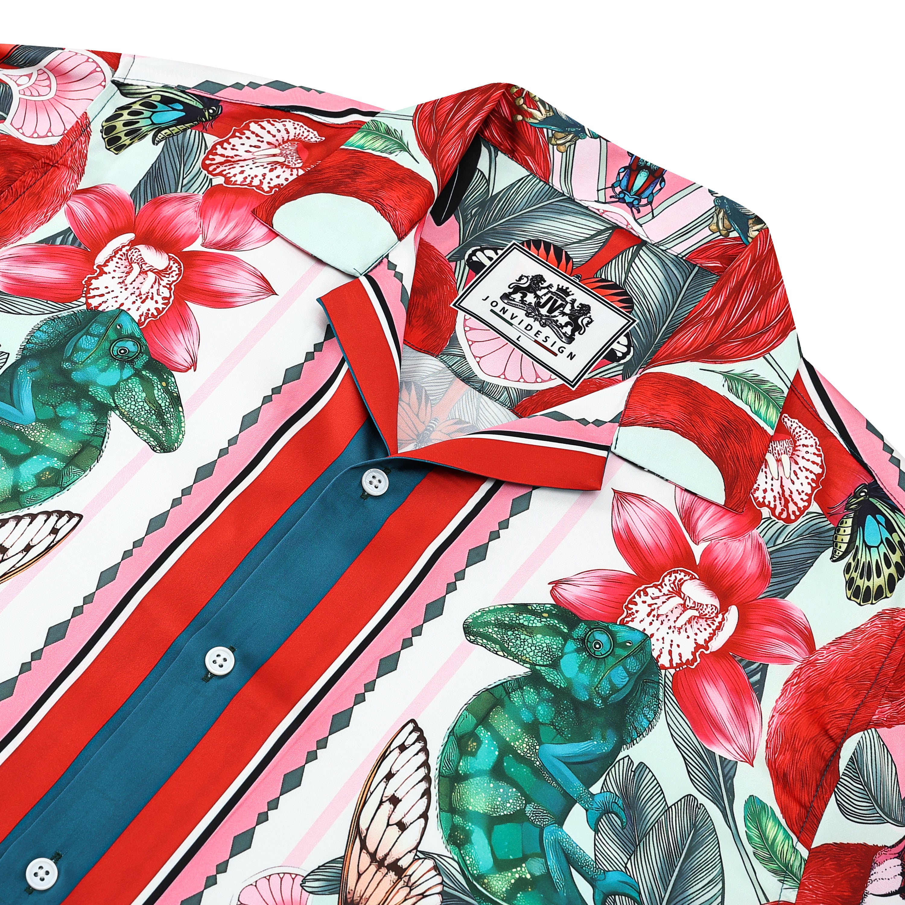 animal flamingo pattern camp collar casual hawaiian shirt 6822 tvuuk