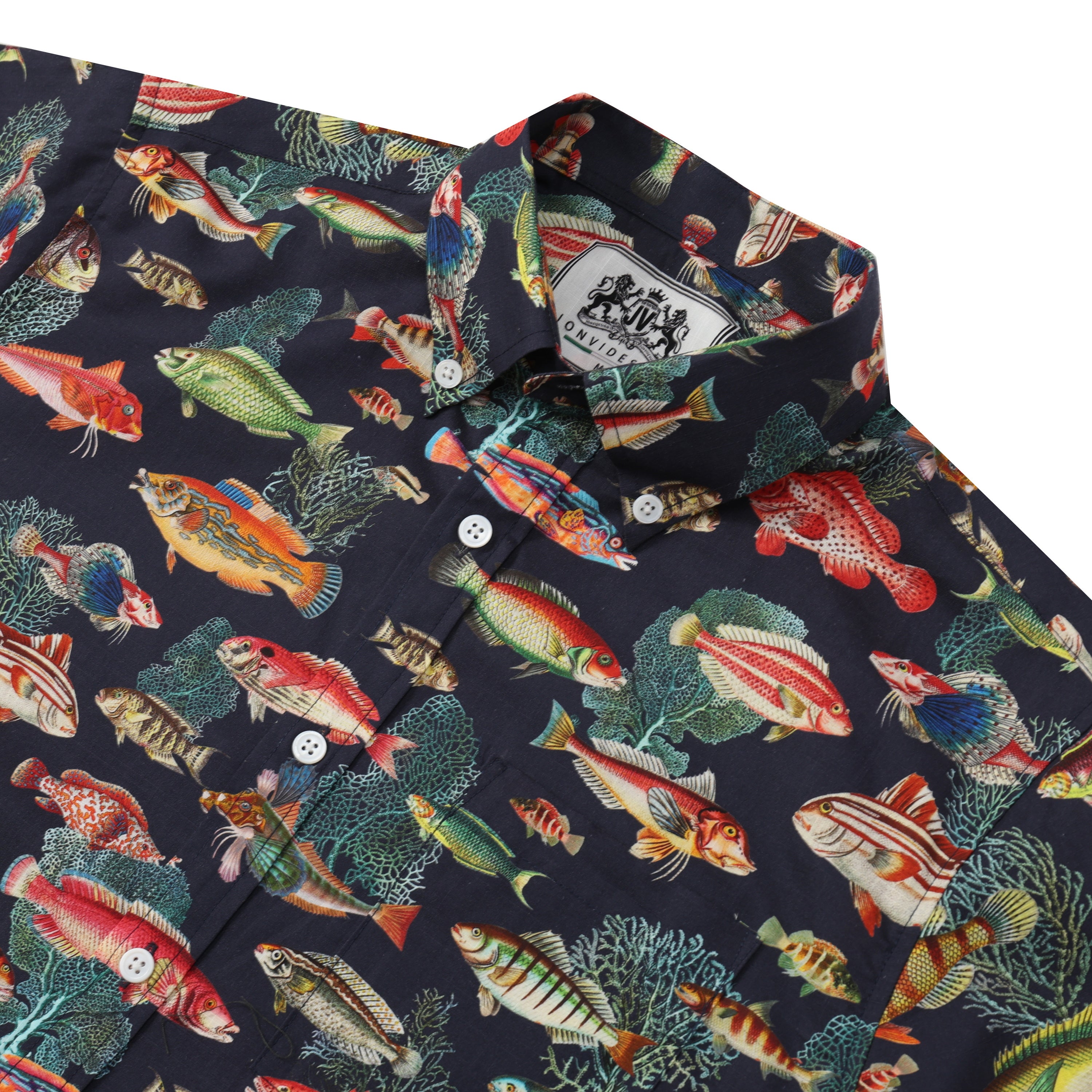 aquatic fish pattern button short sleeve hawaiian shirt 1308 uogvk