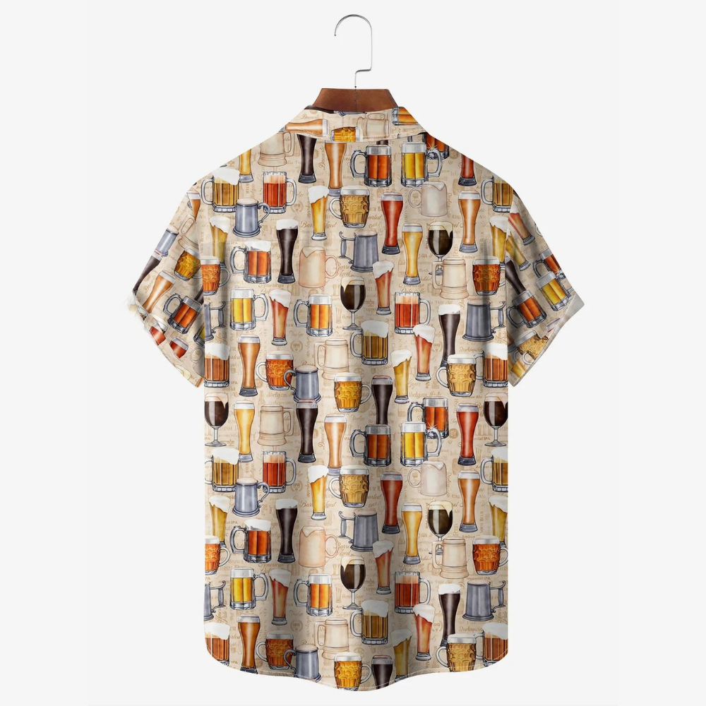 beer and beverage pattern khaki hawaiian shirt 2308 qgfjk