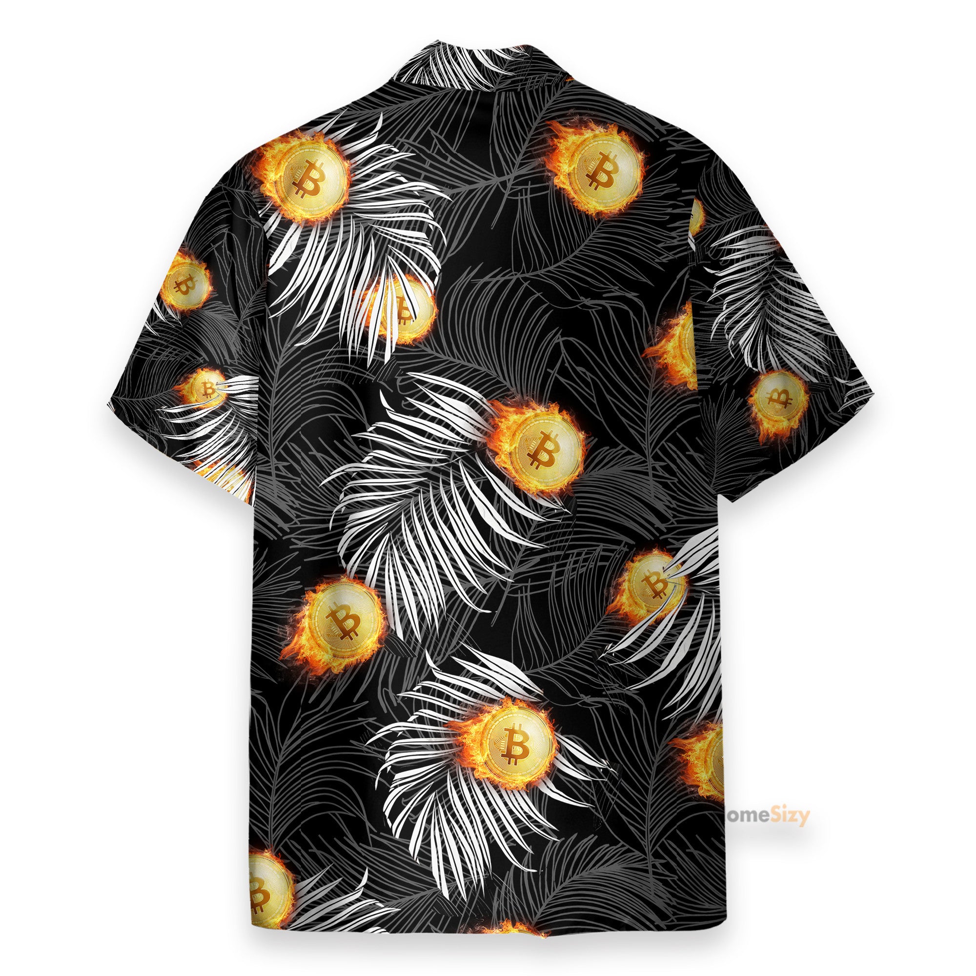 bitcoin flame and tropical pattern hawaiian shirt 7548 yj1fr