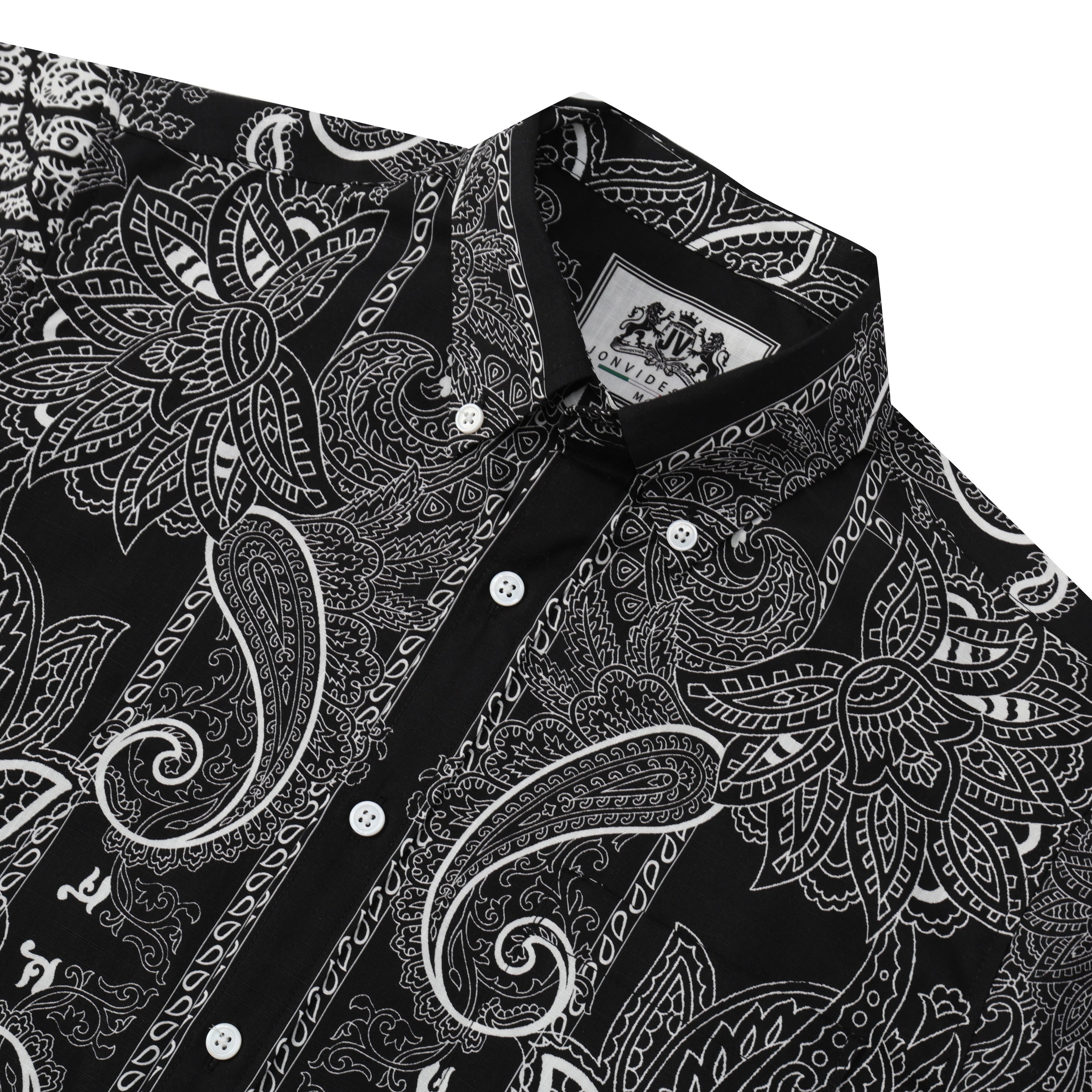 black paisley pattern button short sleeve hawaiian shirt 9778 pnavd