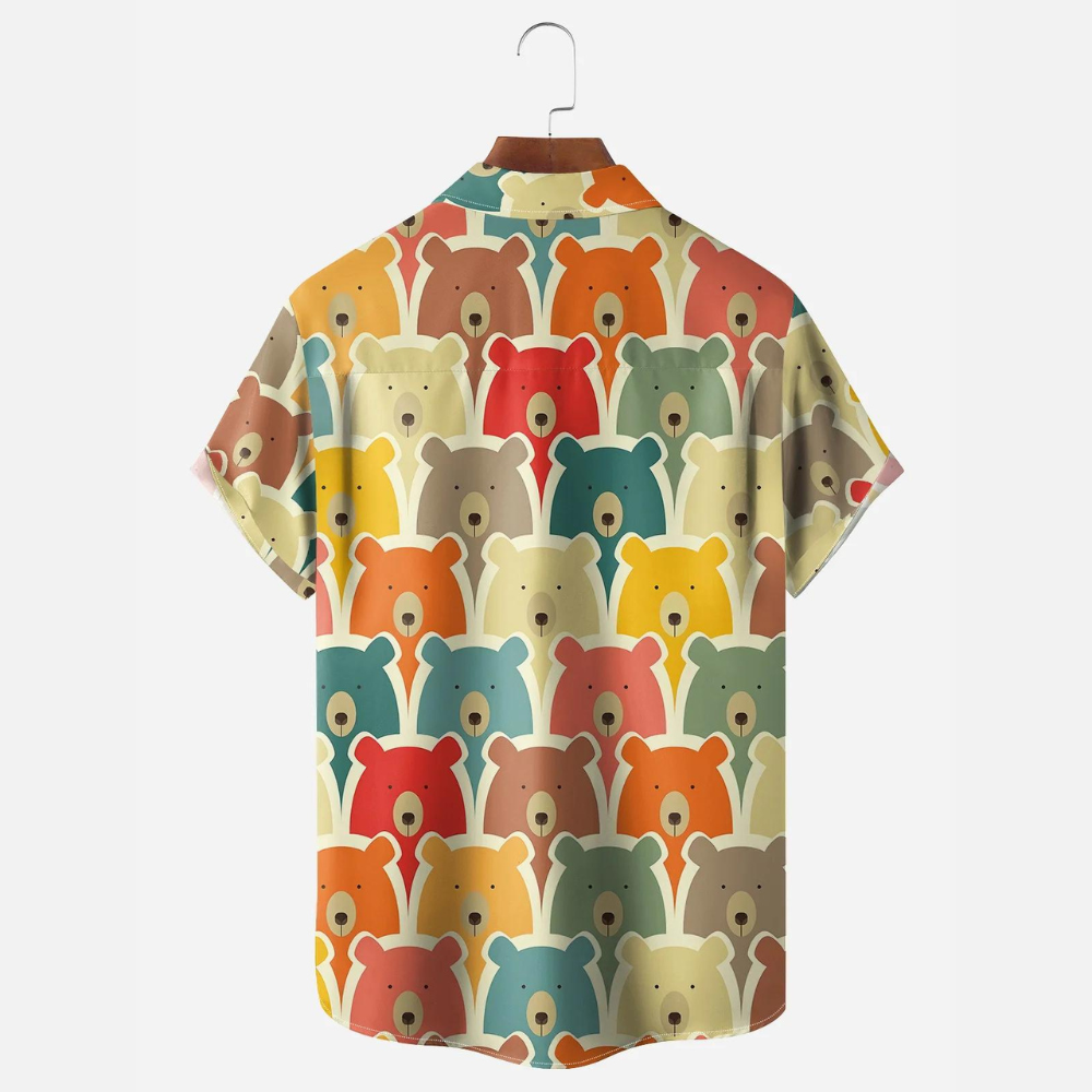 colorful little bear pattern hawaiian shirt 2461 994wd