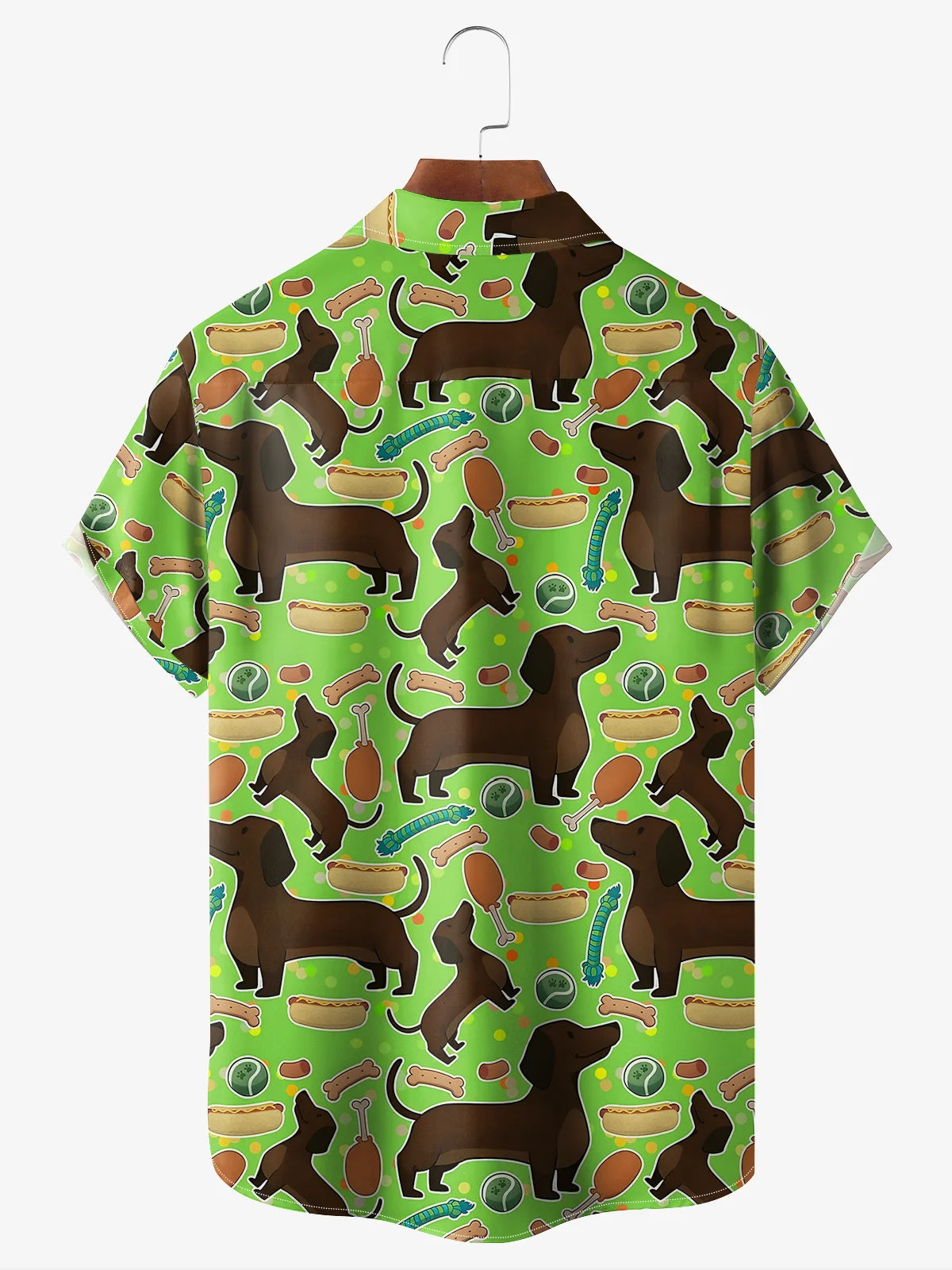 dachshund bone hot dog pattern green hawaiian shirt 8485 yluyt