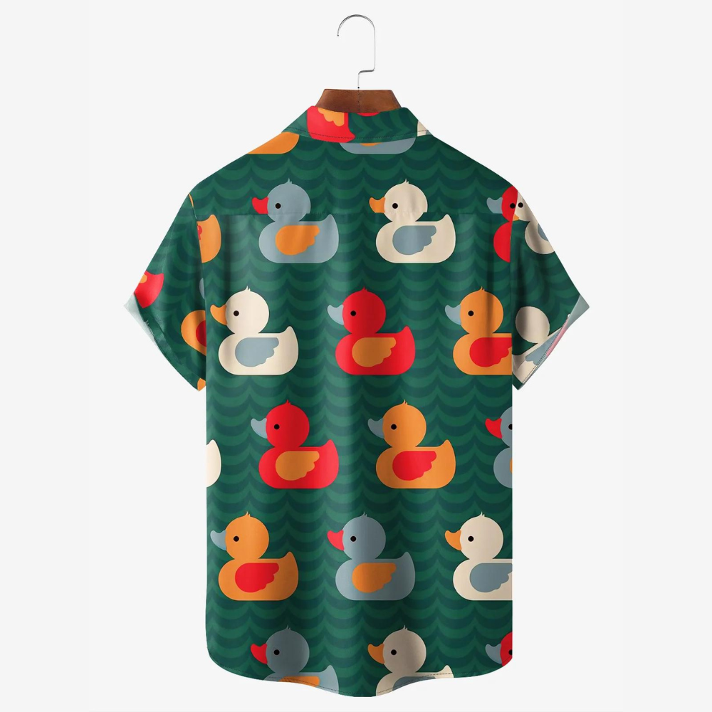 duckling pattern deep green hawaiian shirt 5603 ytjok