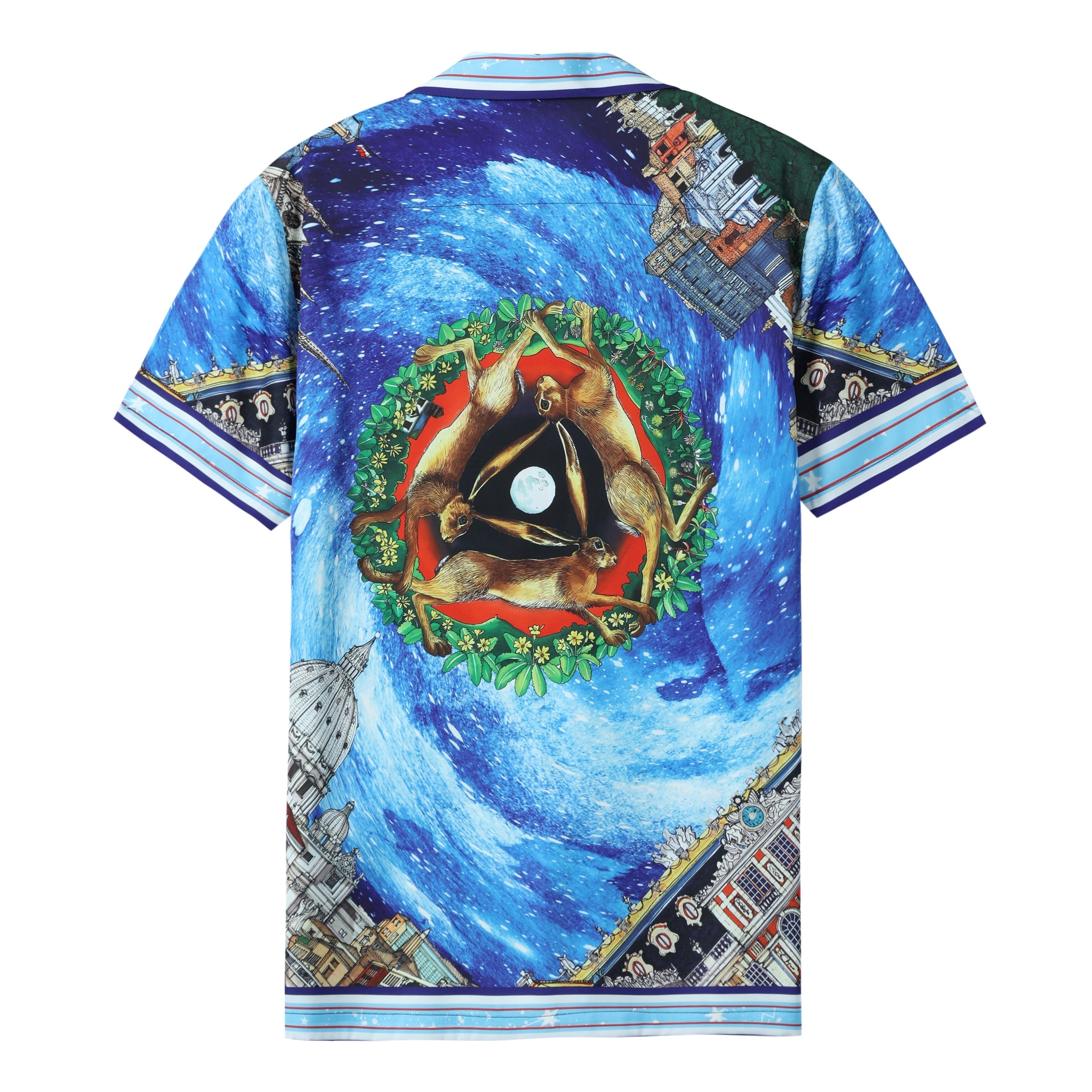 galaxy castle rabbit pattern short sleeve camp collar hawaiian shirt 9277 lm33j