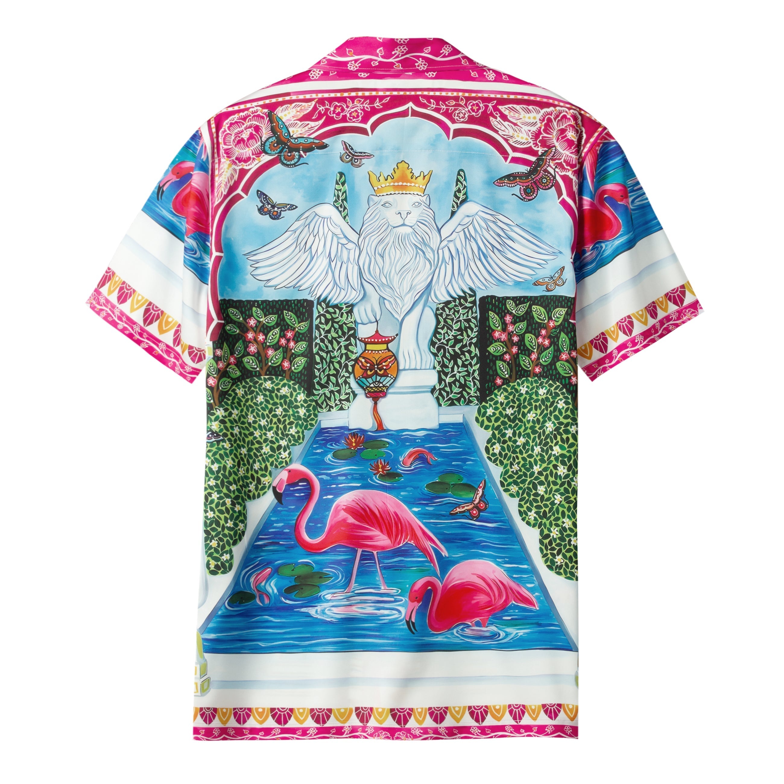 garden flamingo short sleeve camp collar hawaiian shirt 9694 9g8ns