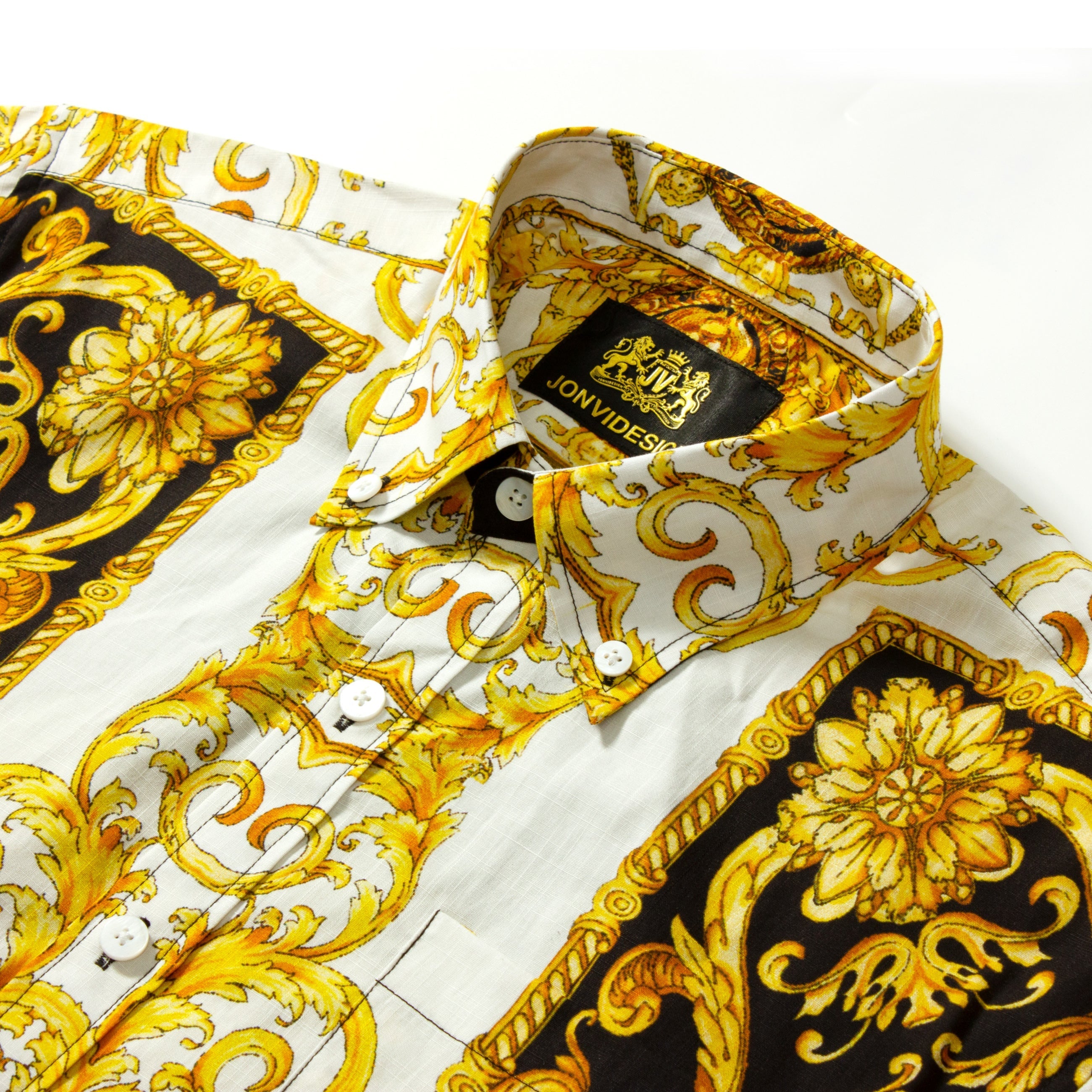 golden baroque pattern short sleeve hawaiian shirt for men 4435 zder3