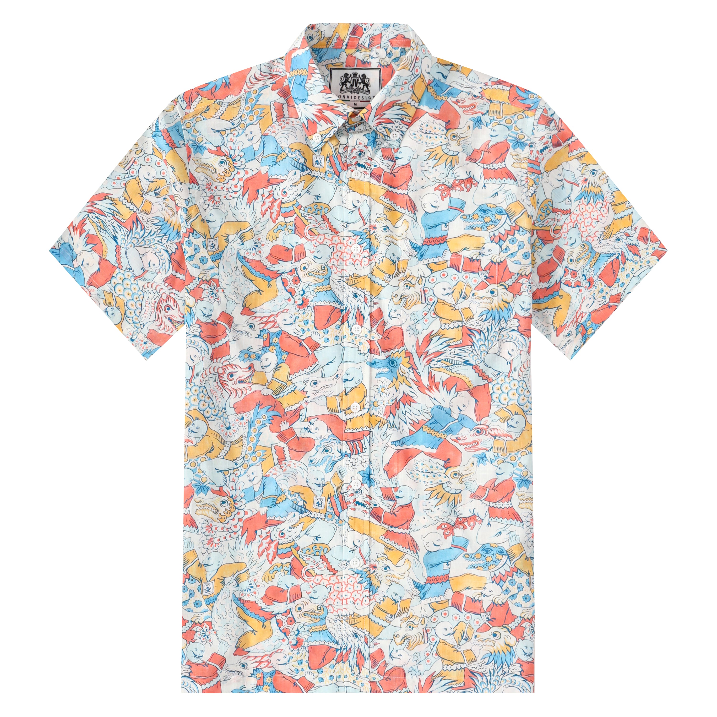 gragon dance button short sleeve hawaiian shirt 1917 imdr4