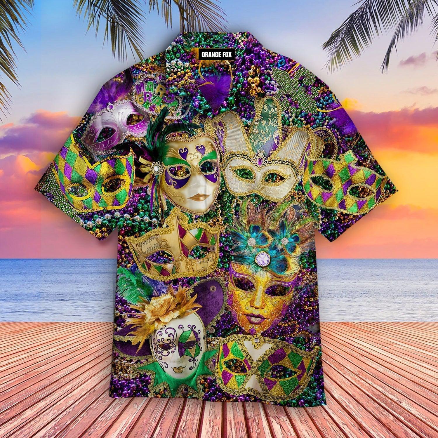 happy mardi gras carnival purple hawaiian shirt 7387