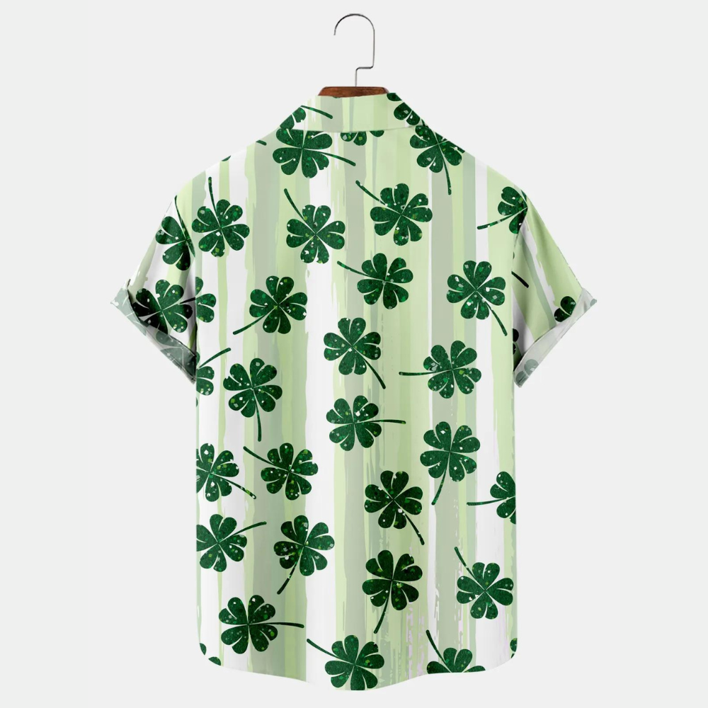 happy st. patrick day four leaf clovers pattern hawaiian shirt 8071 zywkp