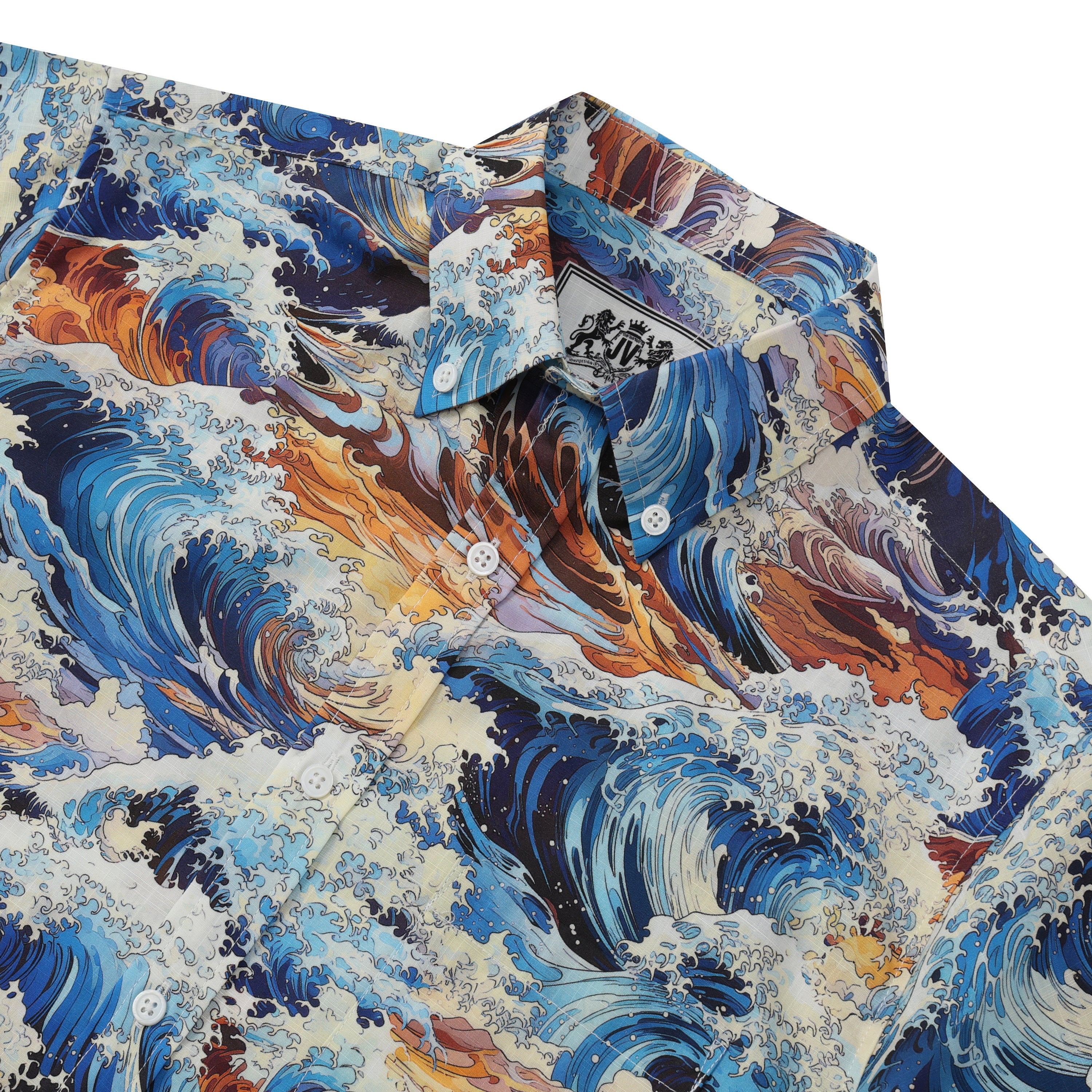 hawaiian ocean wave pattern button short sleeve hawaiian shirt 2050 mvum5