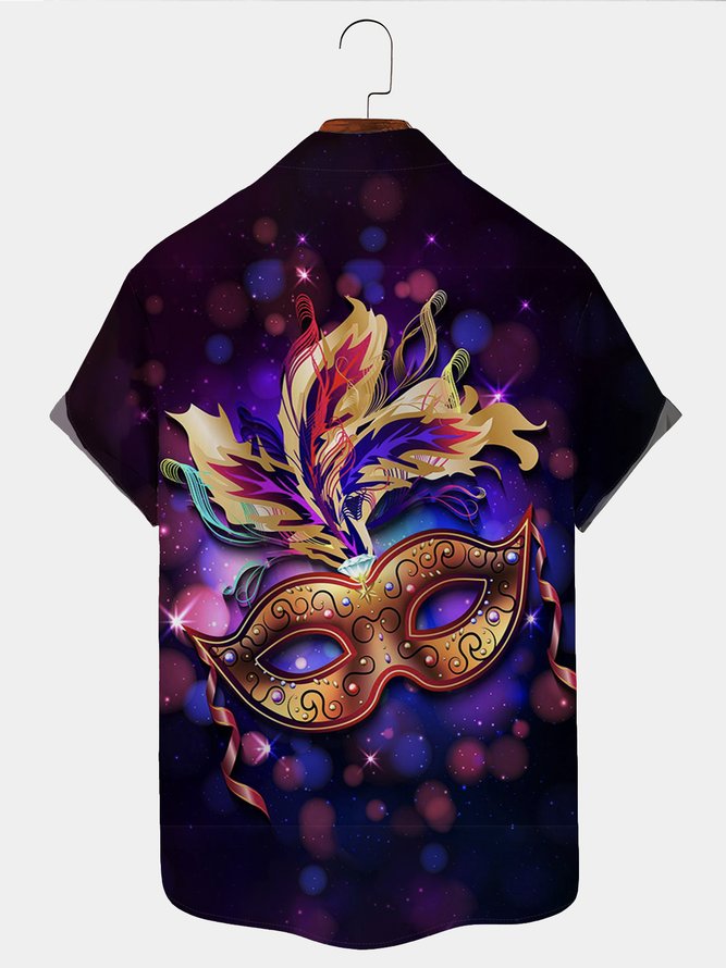 holiday mardi gras art mask purple hawaiian shirt 8834 ingr4