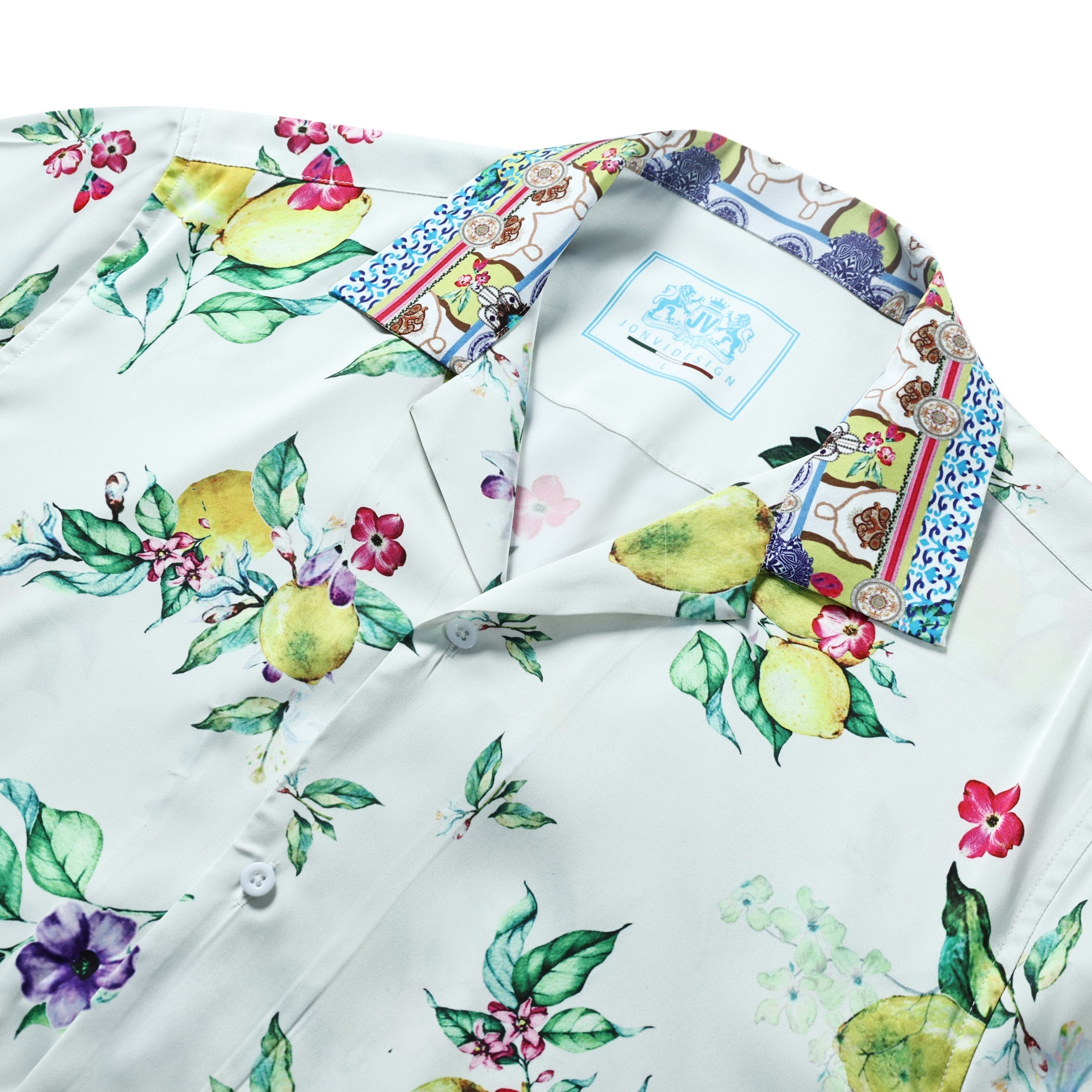 lemon pattern short sleeve camp collar hawaiian shirt 5345 ktyjf