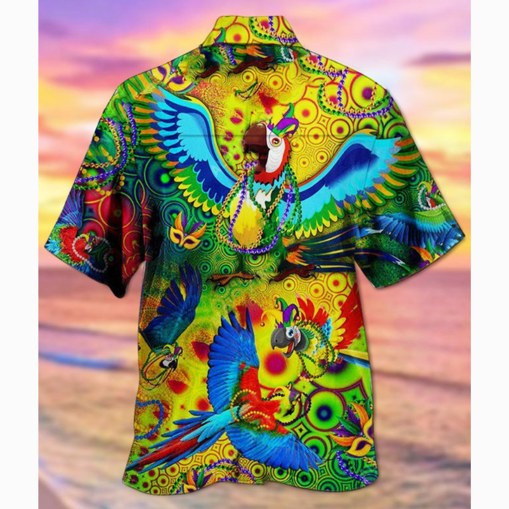 mardi gras colorful parrot gift for family friends hawaiian shirt 2501 rvcgc