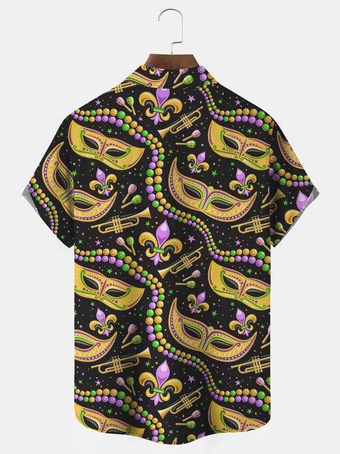 mardi gras fleur delis trumpet and mask hawaiian shirt 9763 a3kfv