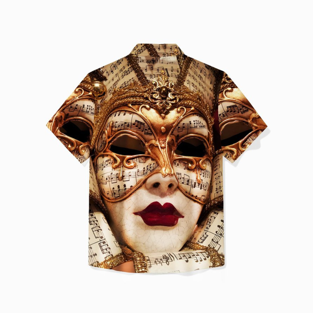 mardi gras holiday gold mask art gift for family friends hawaiian shirt 1290 yetfz