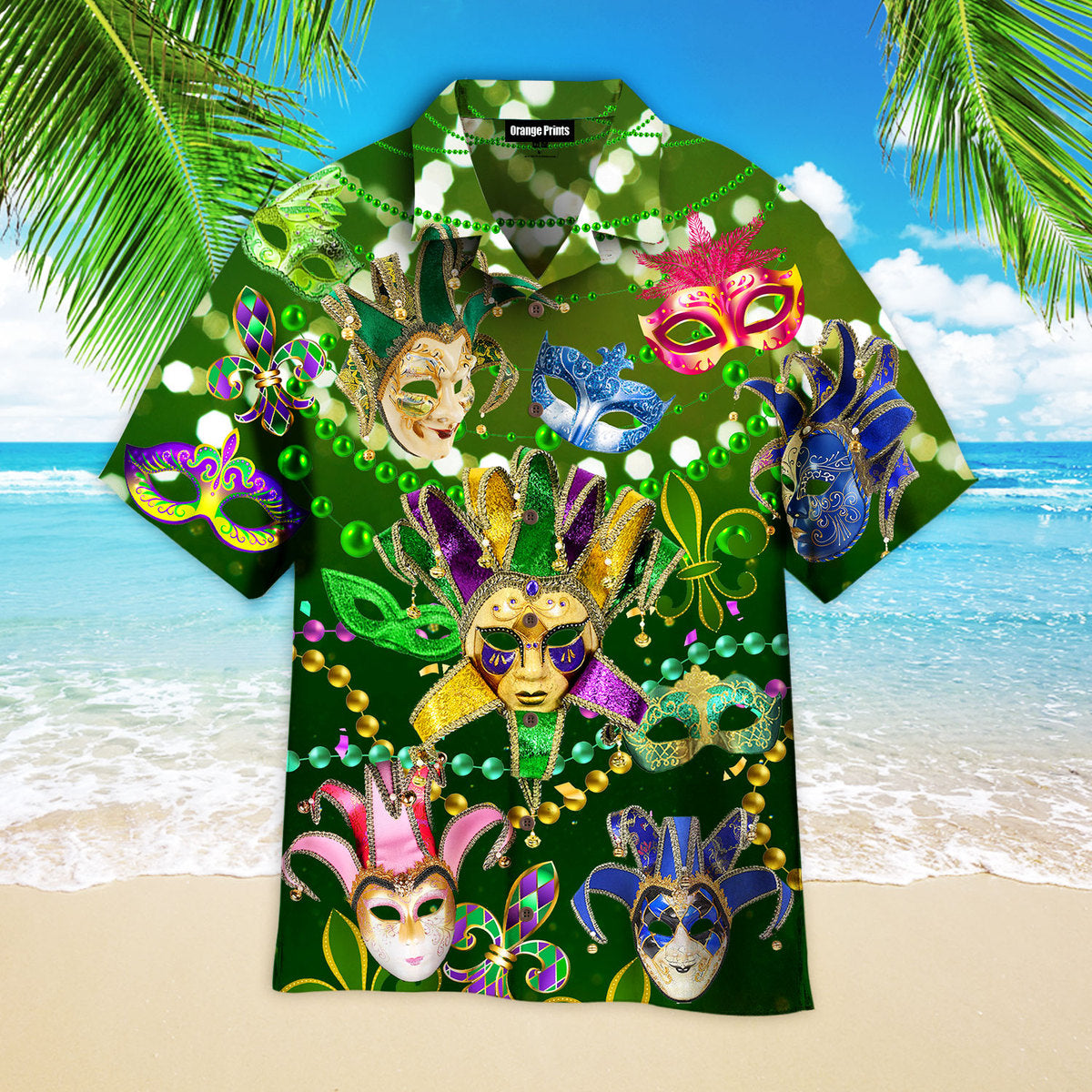 mardi gras masks carnival green light aloha hawaiian shirt 2044 sjizq