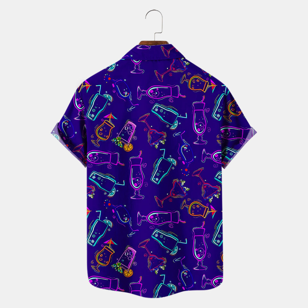 mardi gras neon light cocktail hawaiian shirt 3508