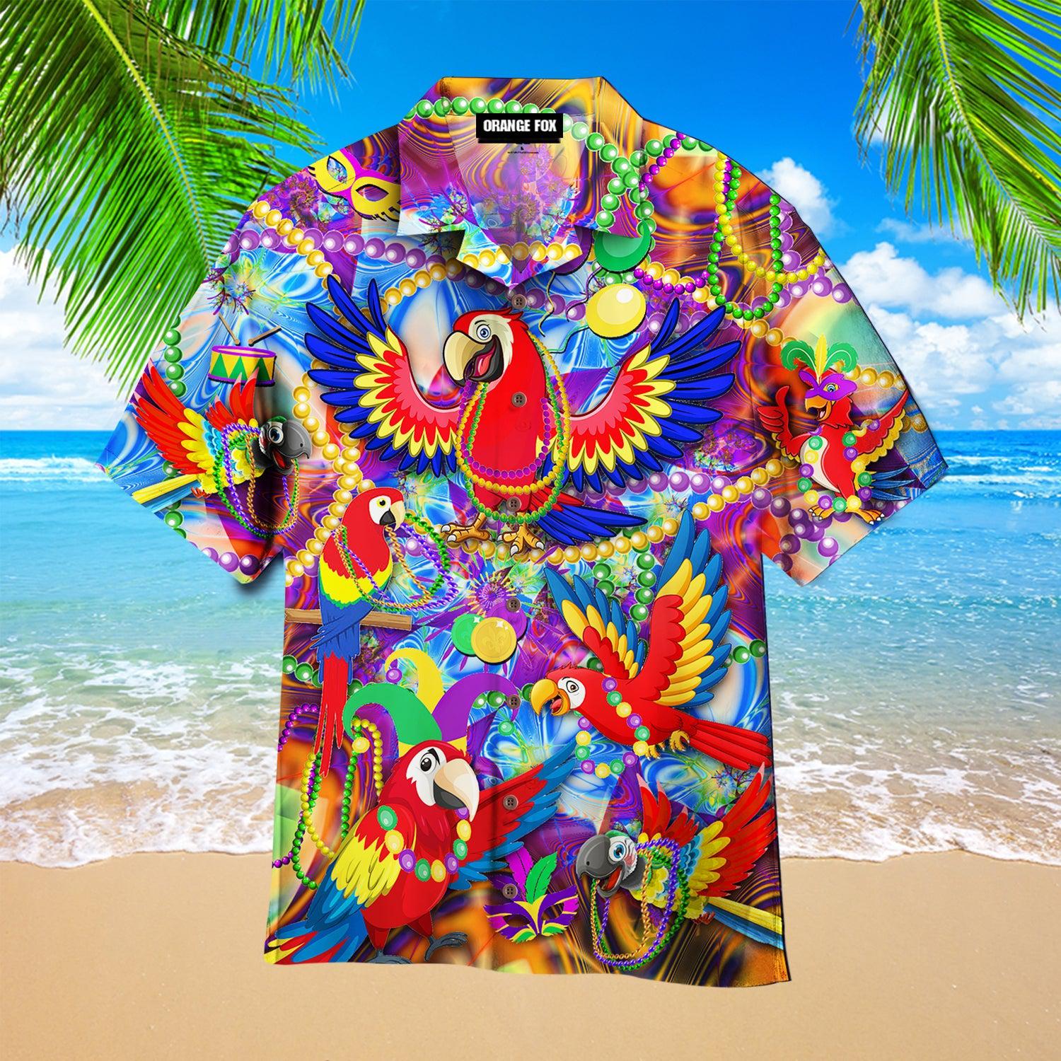 mardi gras parrot hawaiian shirt 6428 f4c8n