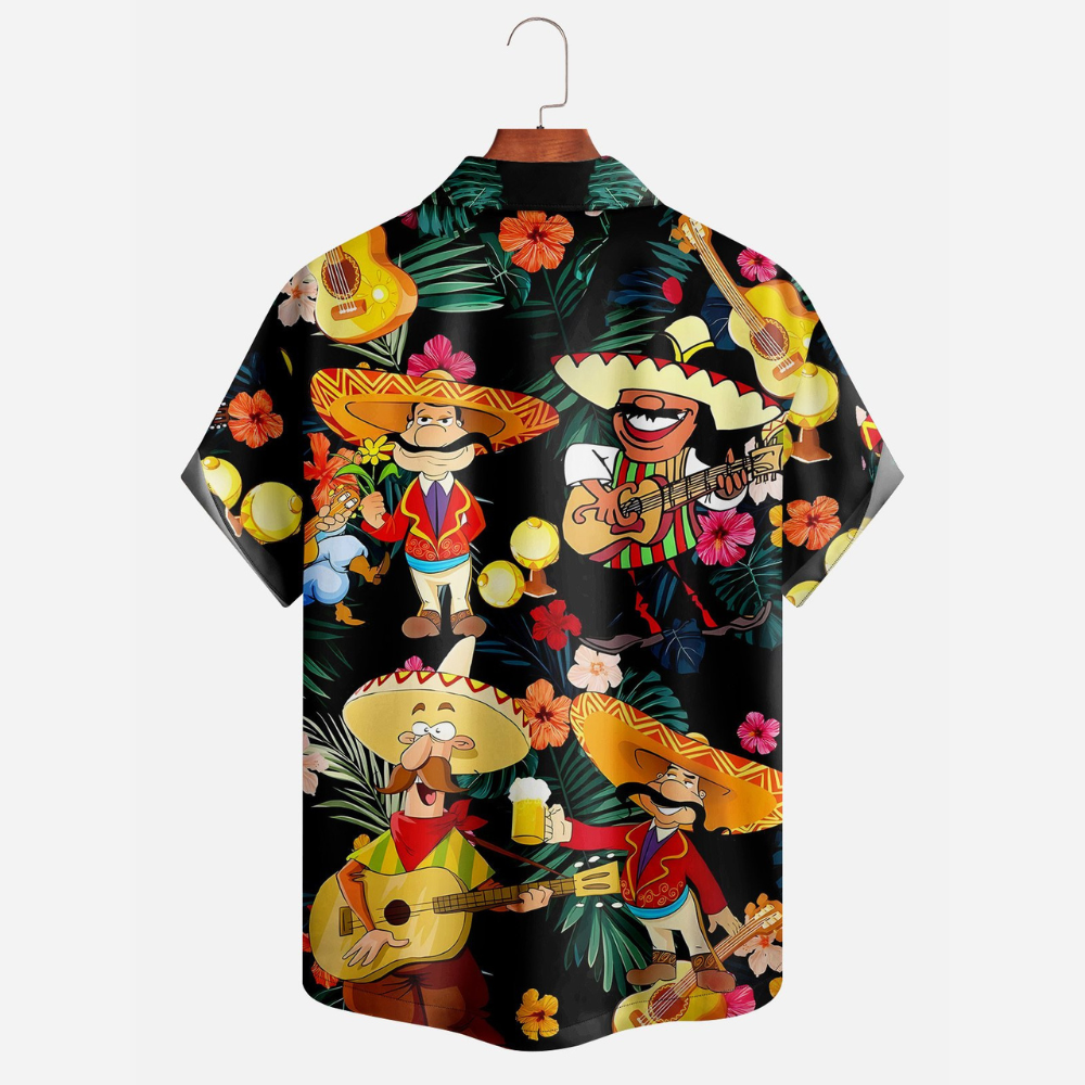 mexican culture sombrero guitar beer hawaiian shirt 3383