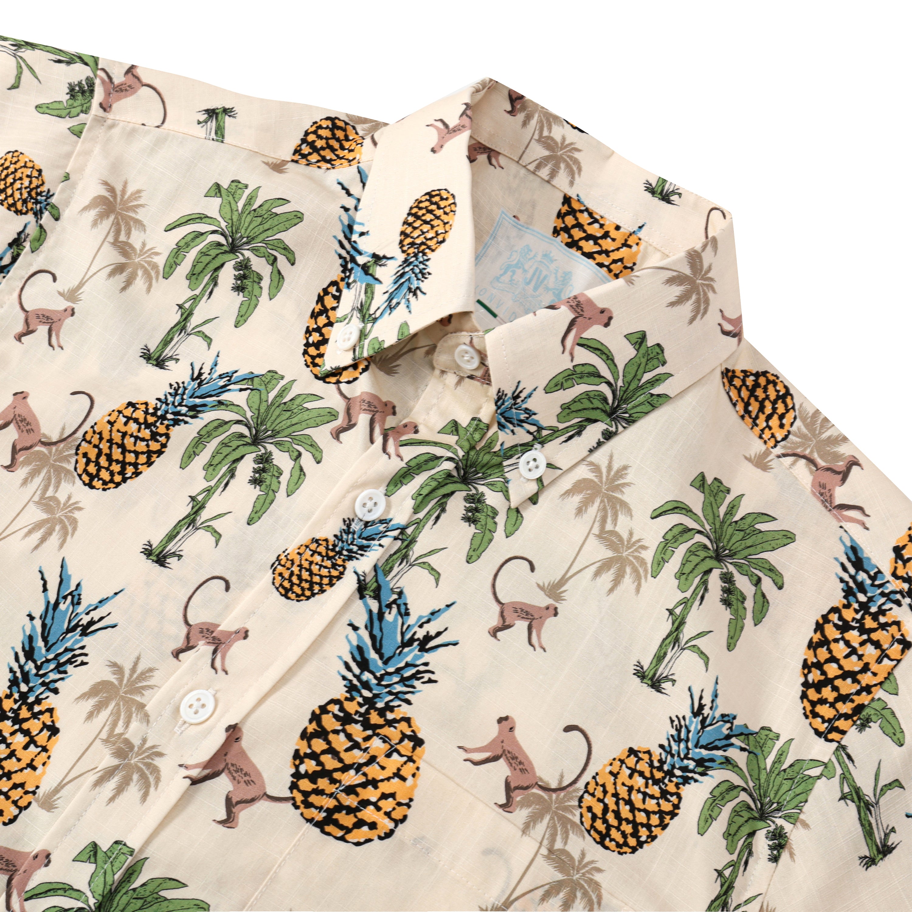 monkey pineapple pattern short sleeve hawaiian shirt 2581 56k8b