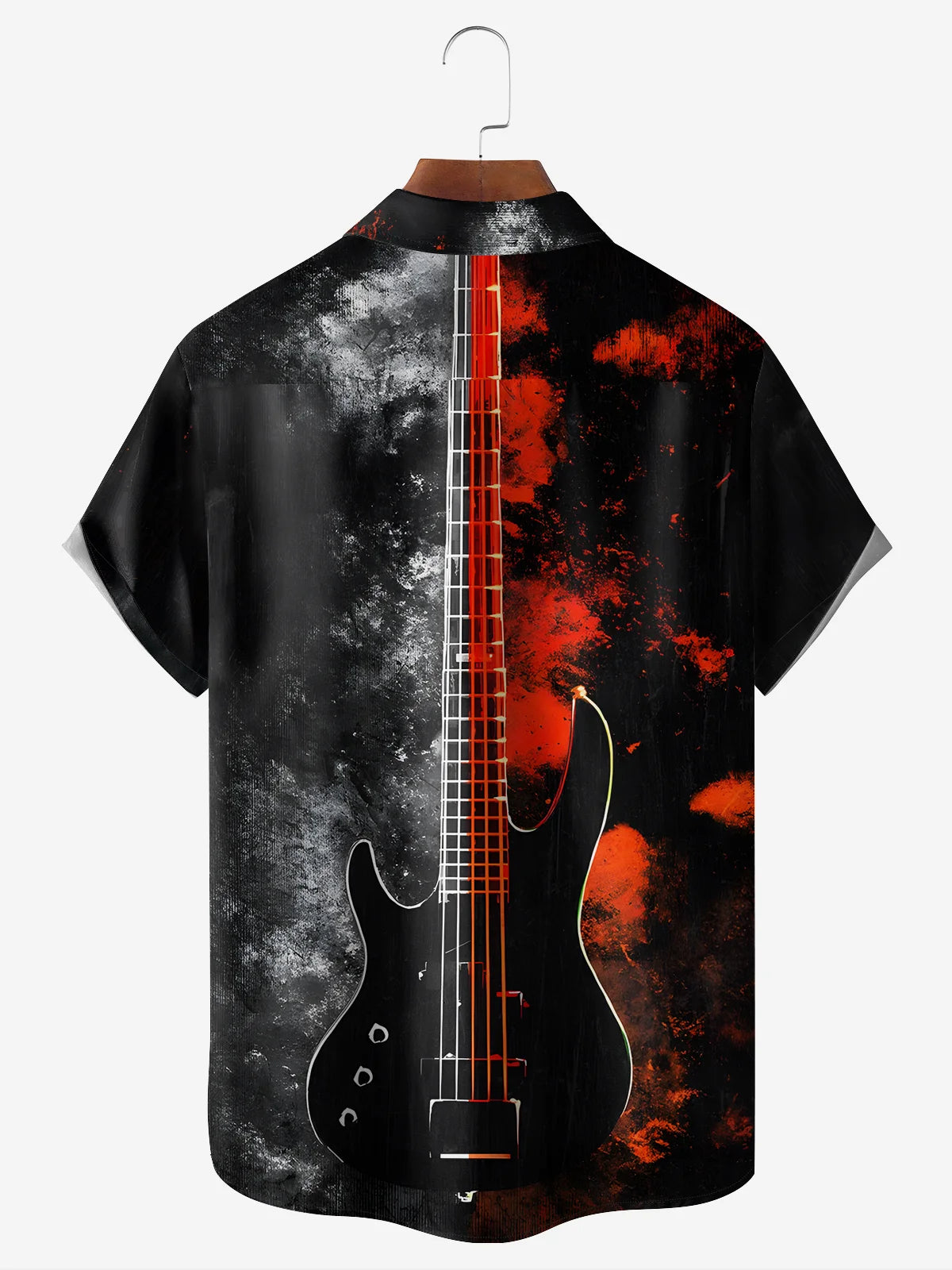 music guitar black and red hawaiian shirt 7583