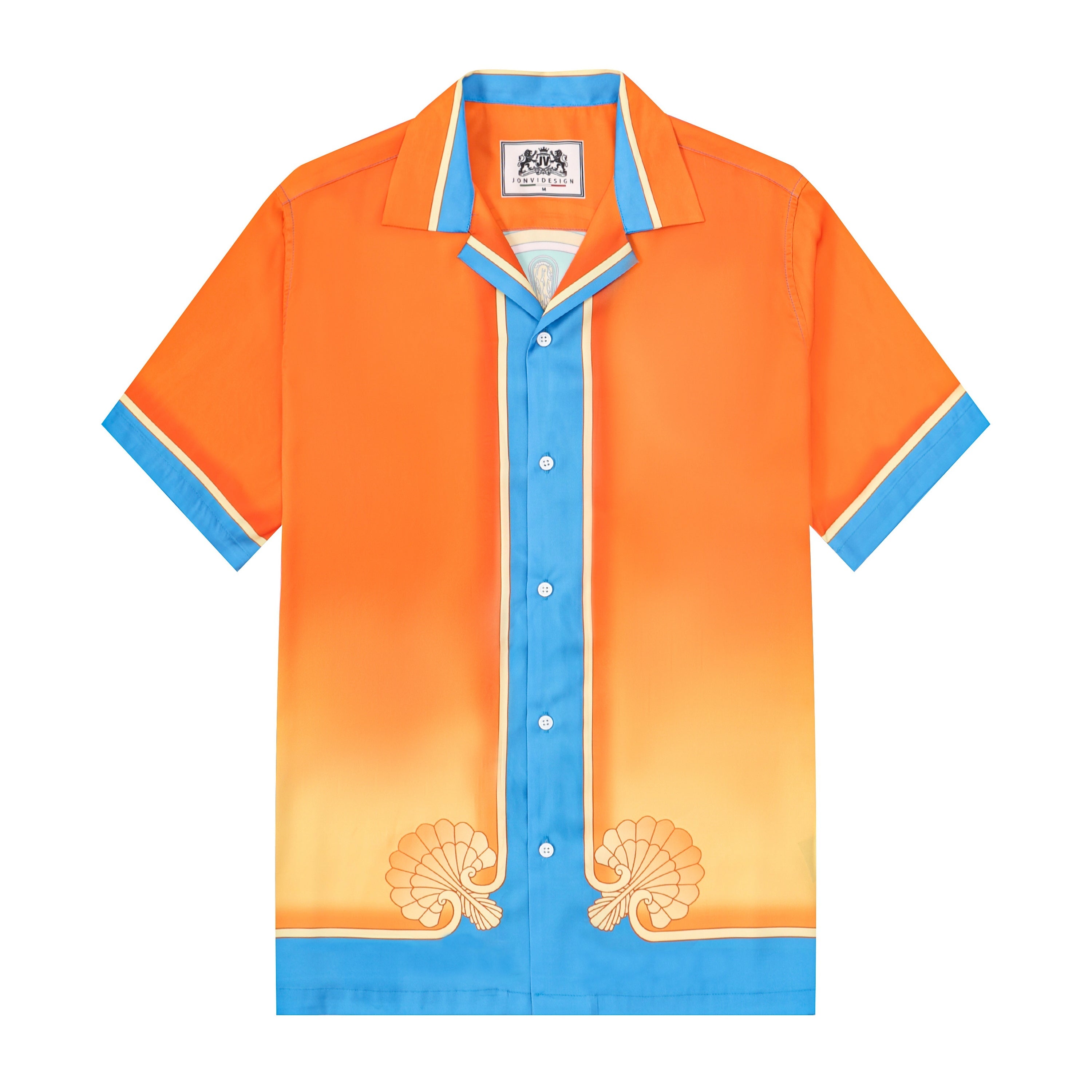 orange arched door pattern short sleeve camp collar hawaiian shirt 8244 bhktz