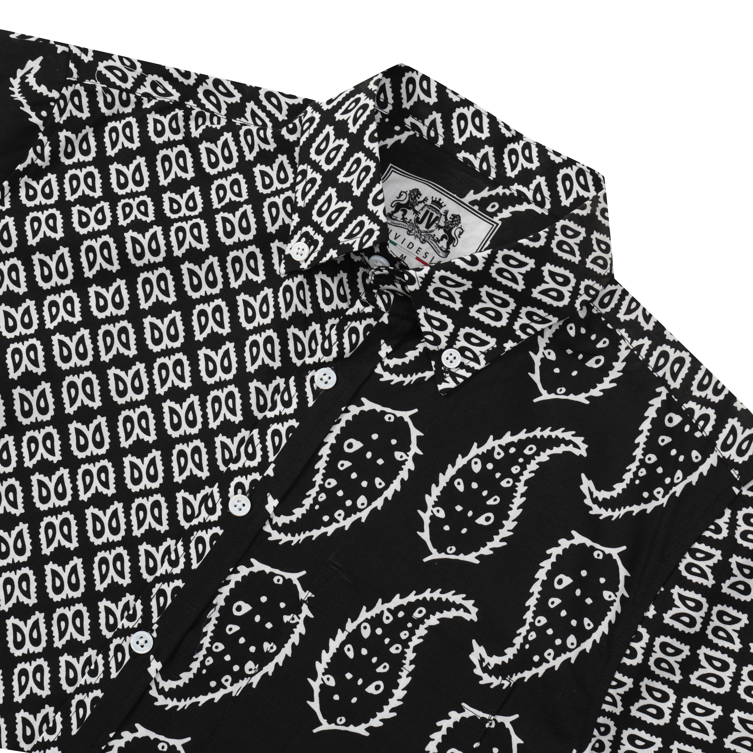 paisley pattern button short sleeve hawaiian shirt in black 1980 lraok