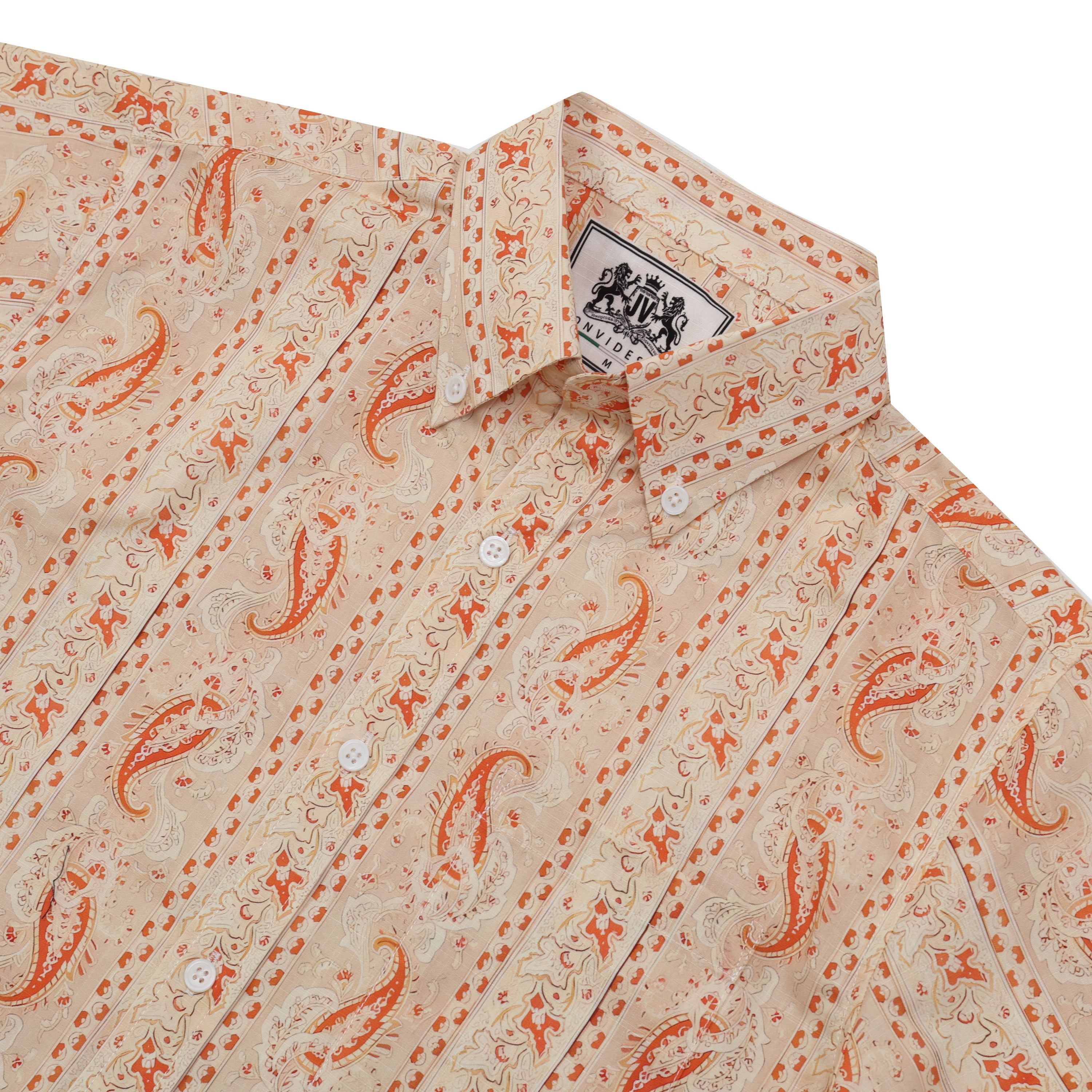 paisley pattern button short sleeve hawaiian shirt in orange 9644 4s11i