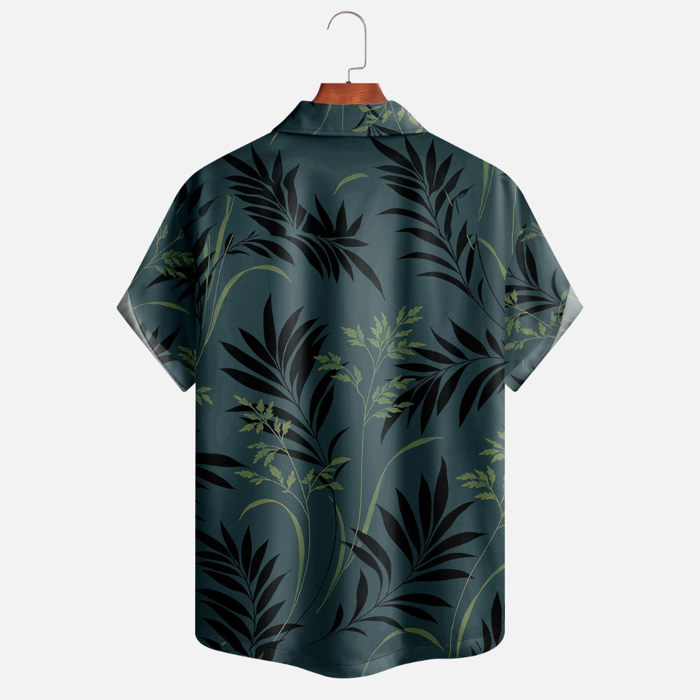 palm tree leaf deep green hawaiian shirt 9720 d14io