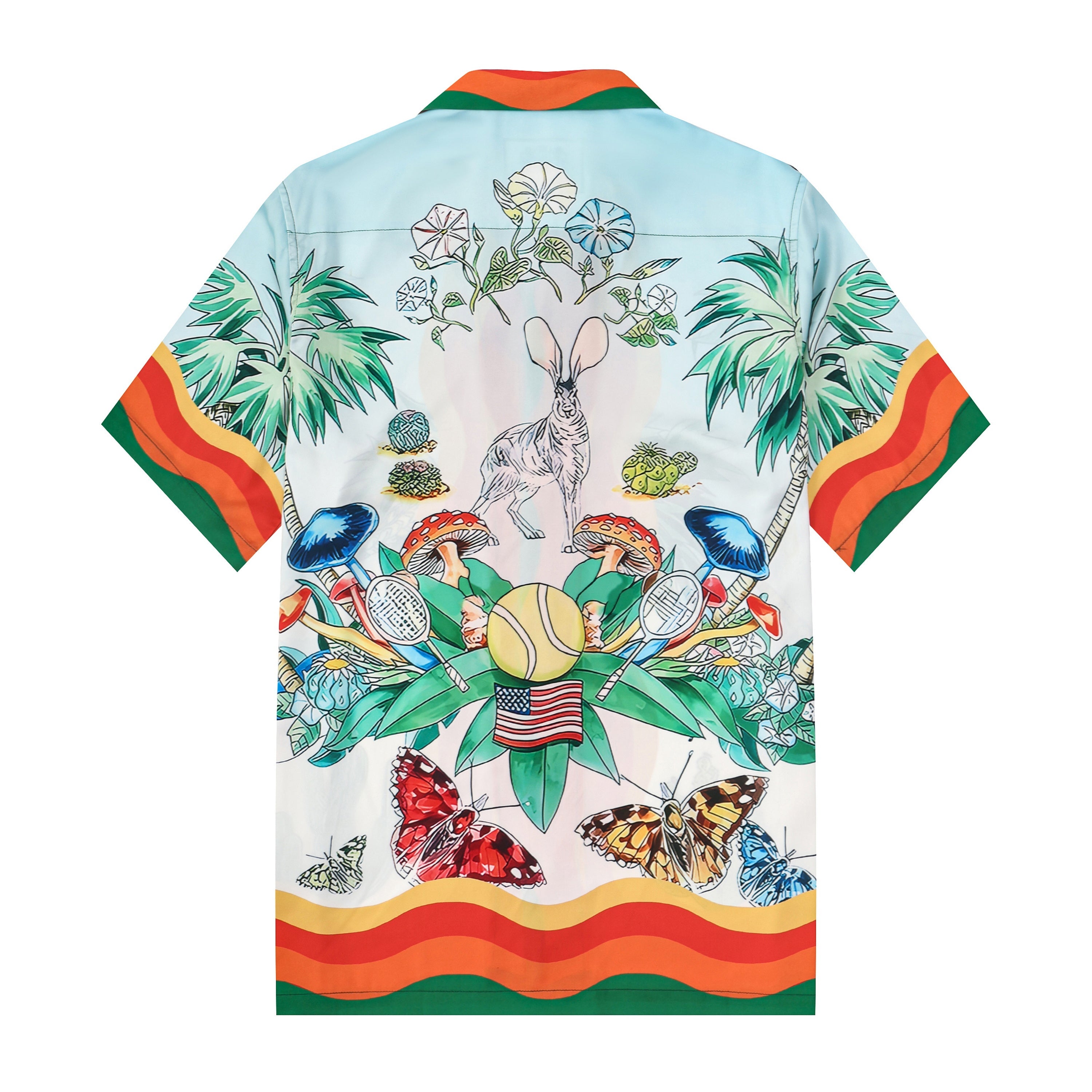 rabbit tropical print short sleeve camp collar hawaiian shirt 1477