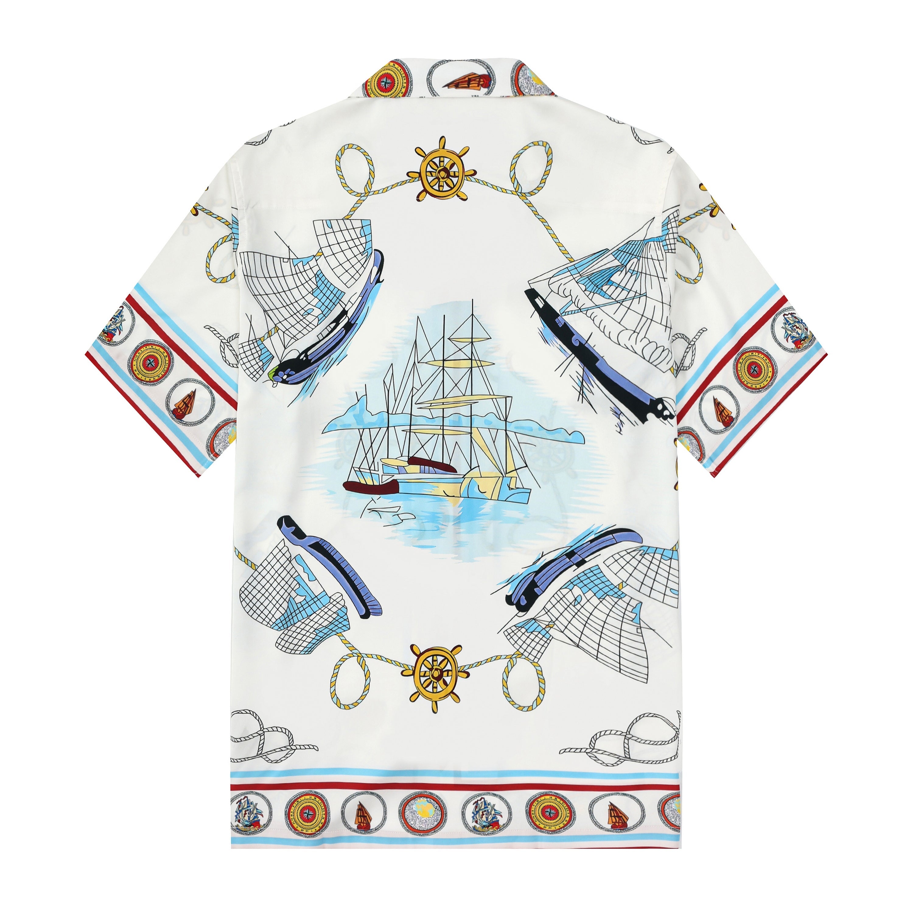 sailing boat pattern short sleeve camp collar hawaiian shirt 5948 bjgga