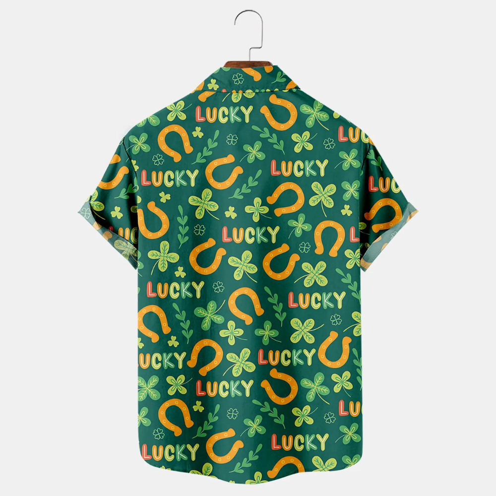 st. patricks day lucky clover horseshoe hawaiian shirt 6512 oiirc