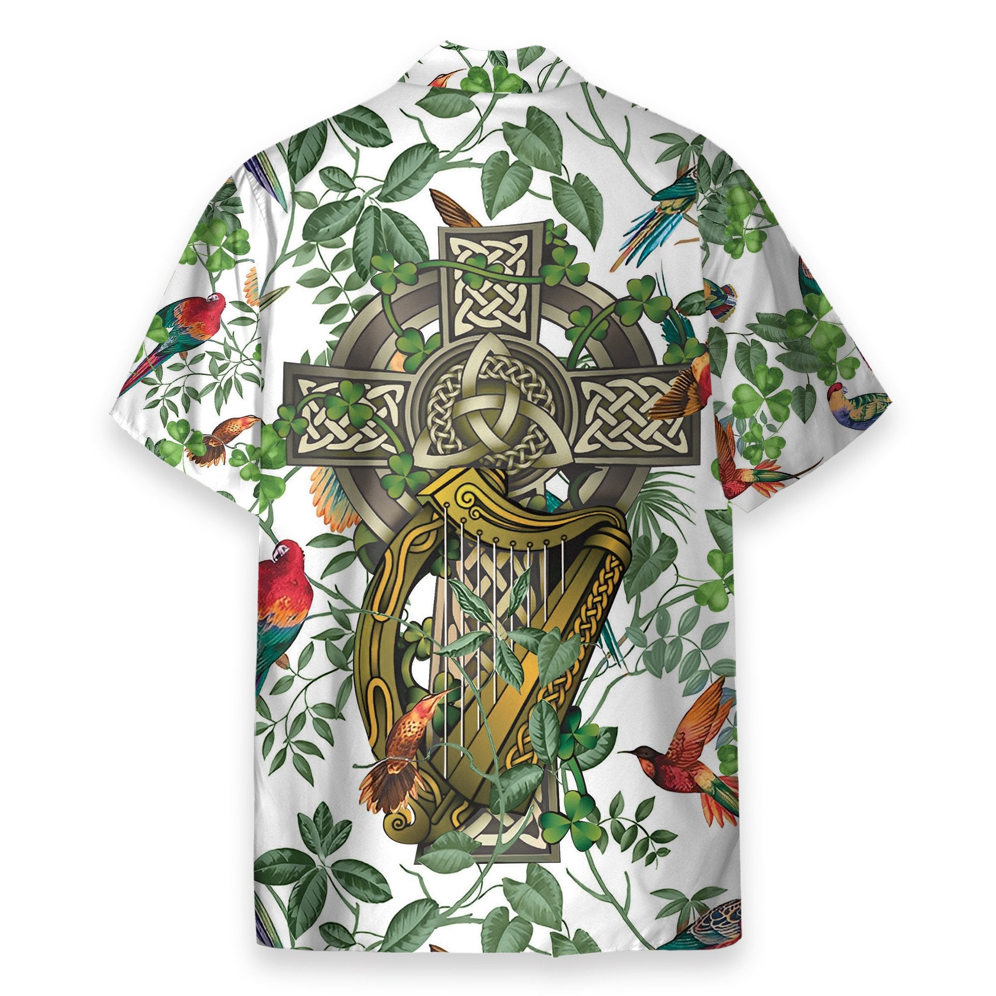 the celtic cross harp irish shamrock hawaiian shirt 8019 qgjfq