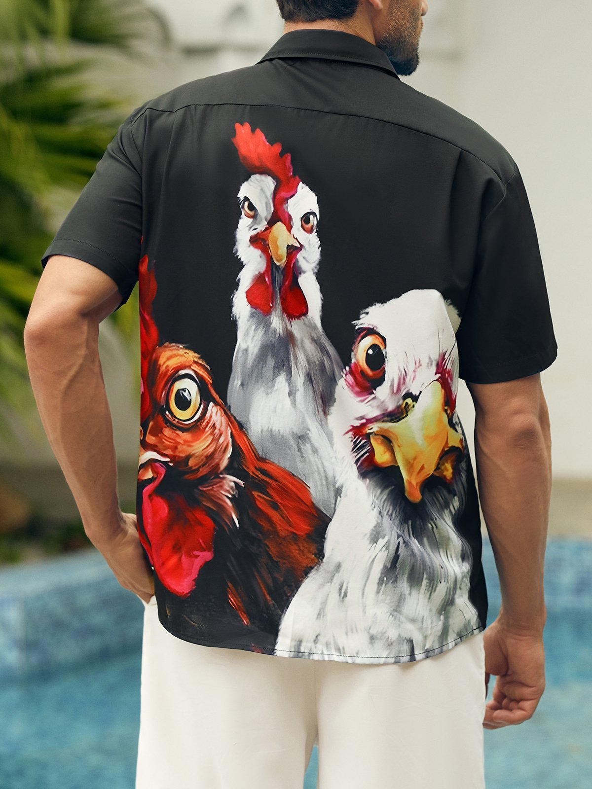 three fun roosters black hawaiian shirt 8443 ziwil