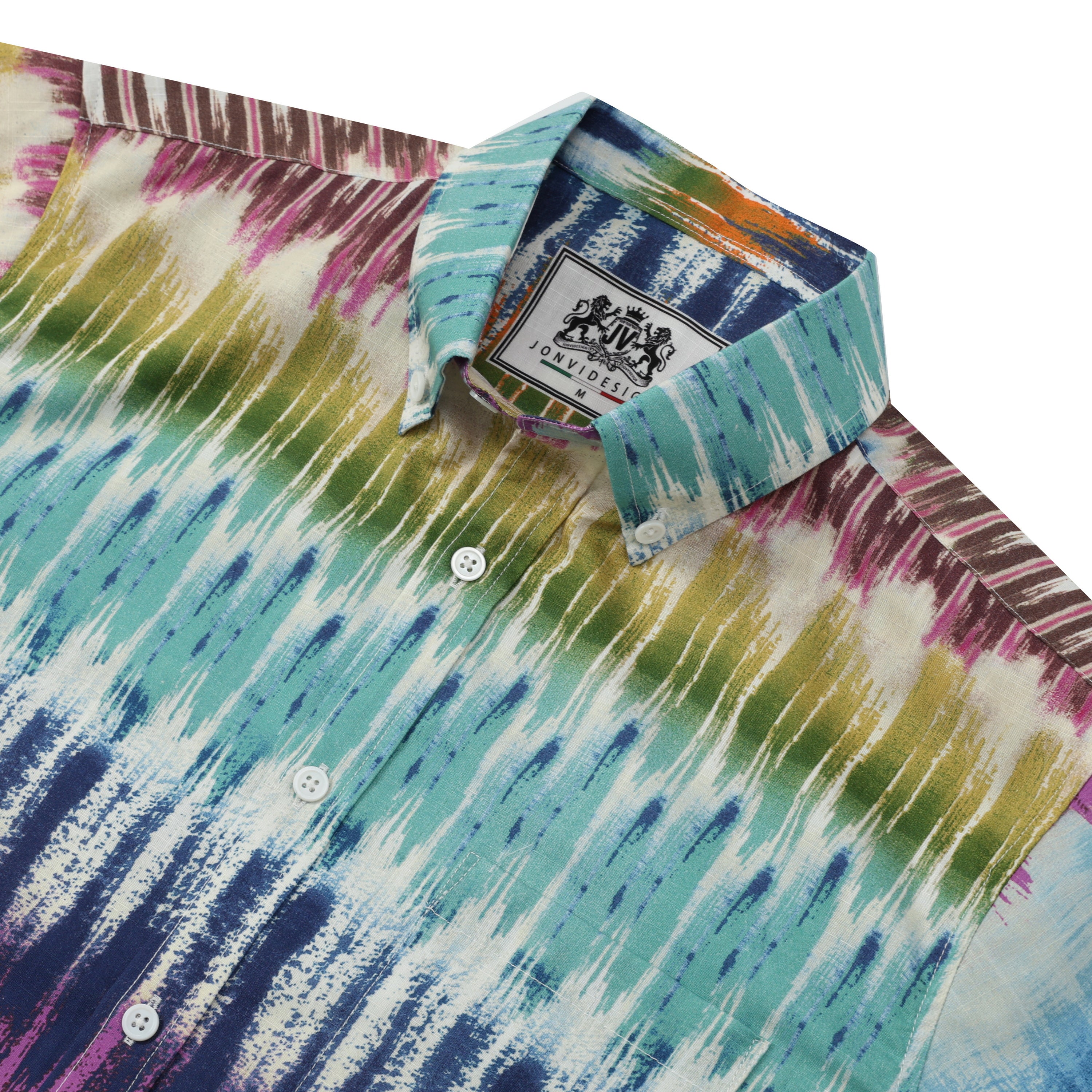 tie dye print button short sleeve hawaiian shirt 7020 dub8g