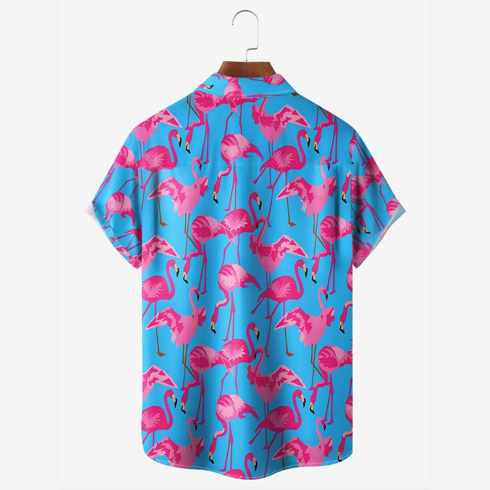 tropical animal flamingo color contrast hawaiian shirt 4102