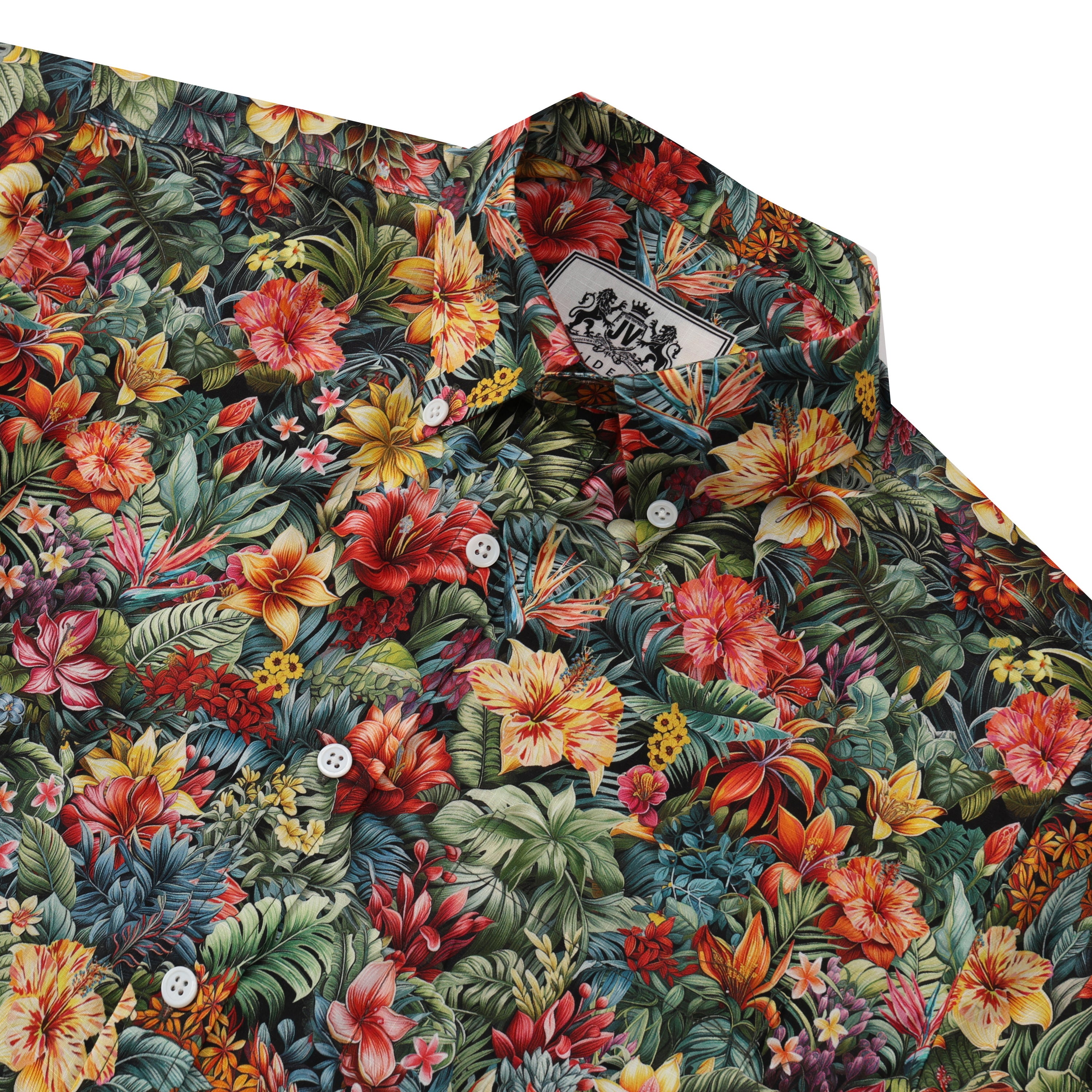 tropical flower pattern button short sleeve hawaiian shirt 9006 qp043