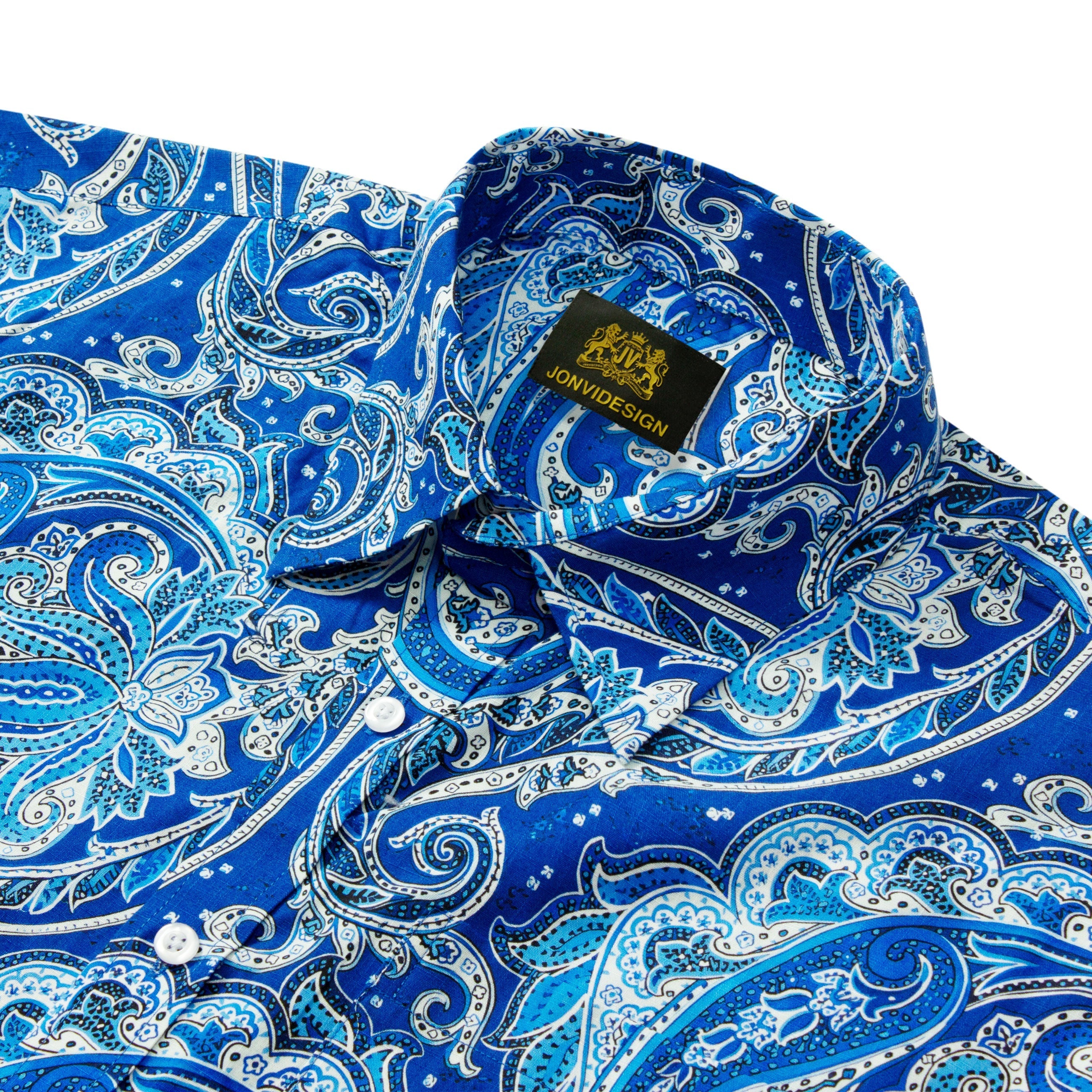 tropical paisley pattern short sleeve casual hawaiian shirt in blue 6641 oceds