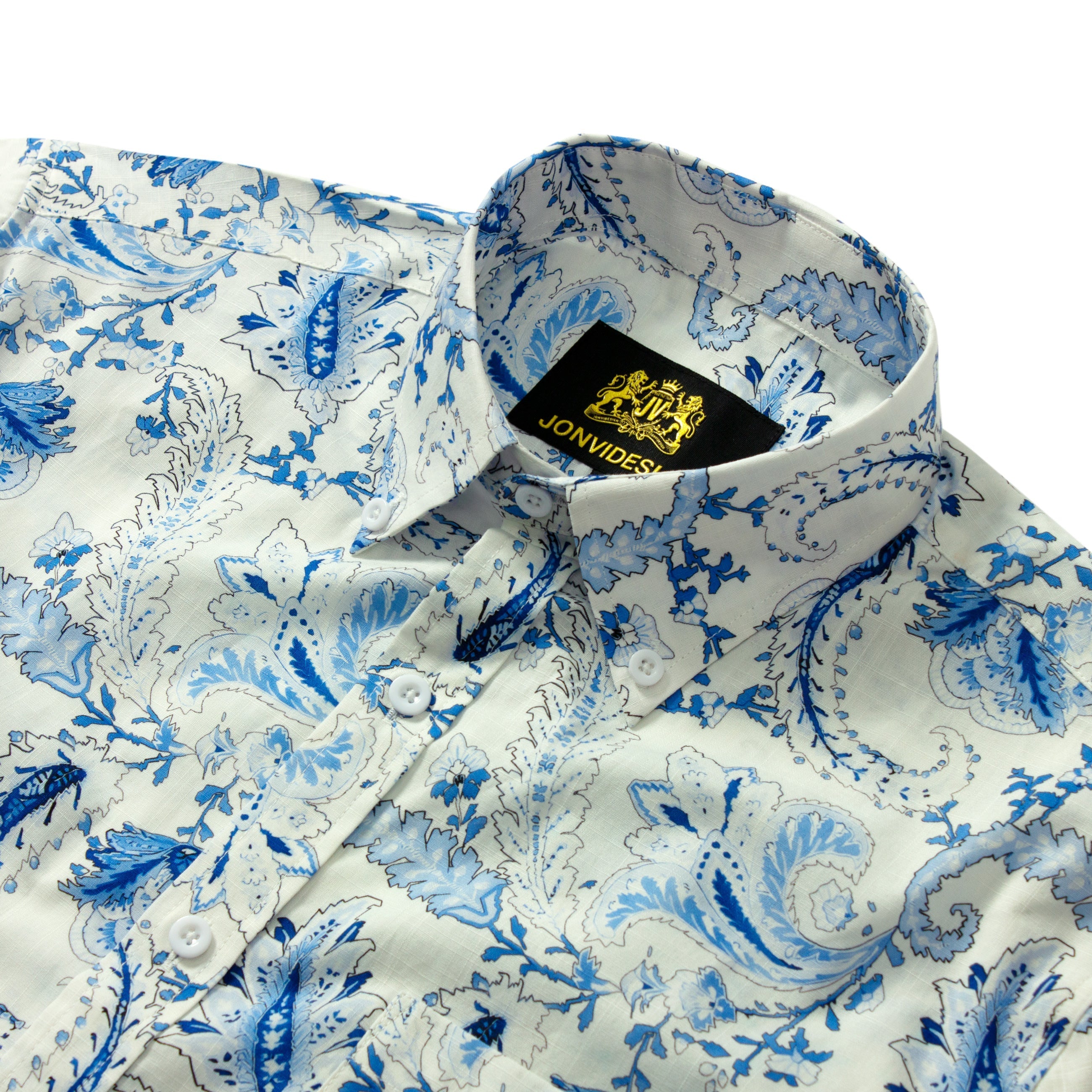 tropical paisley print short sleeve hawaiian shirt in blue 4704 6ys9w