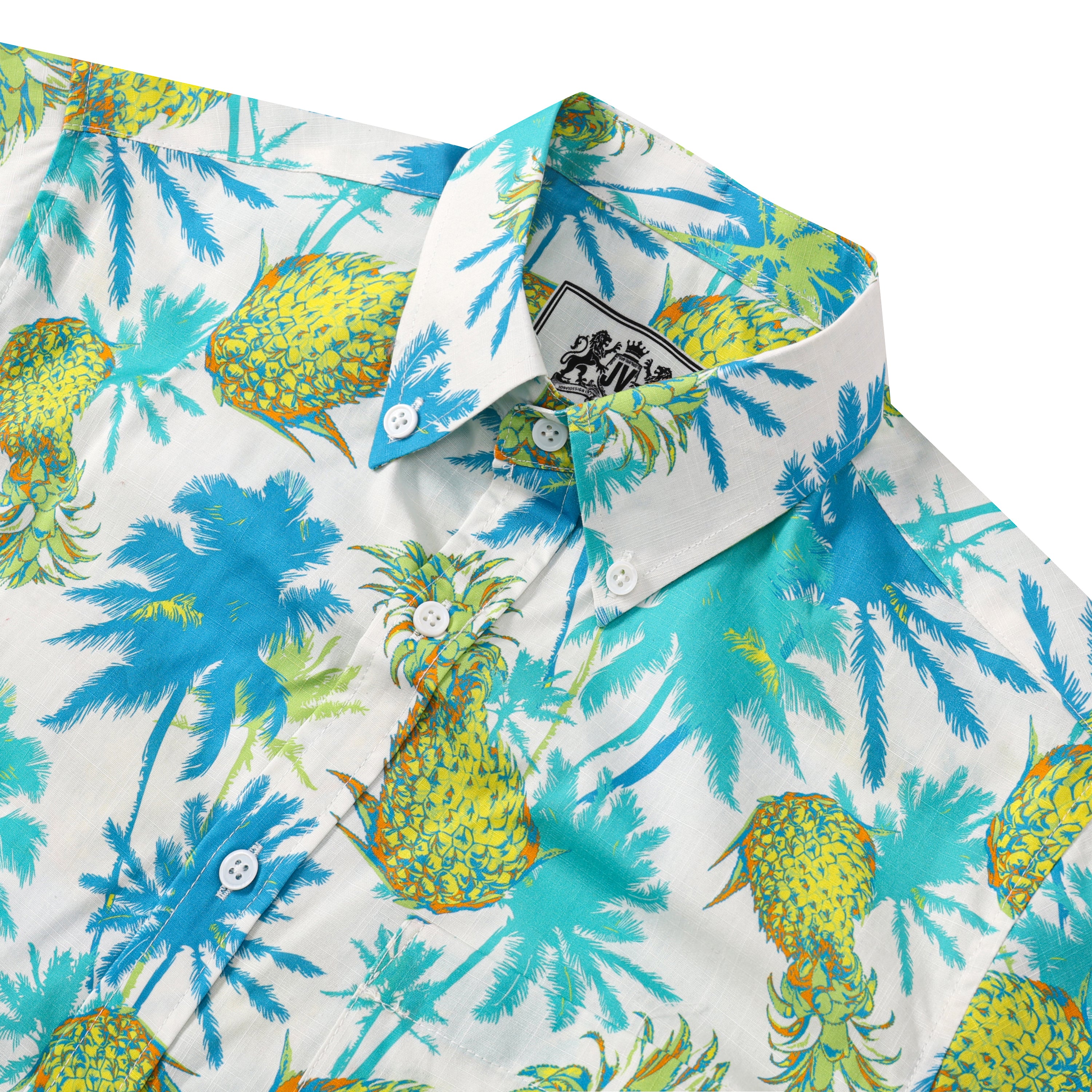 tropical pineapple pattern button short sleeve hawaiian shirt 6241