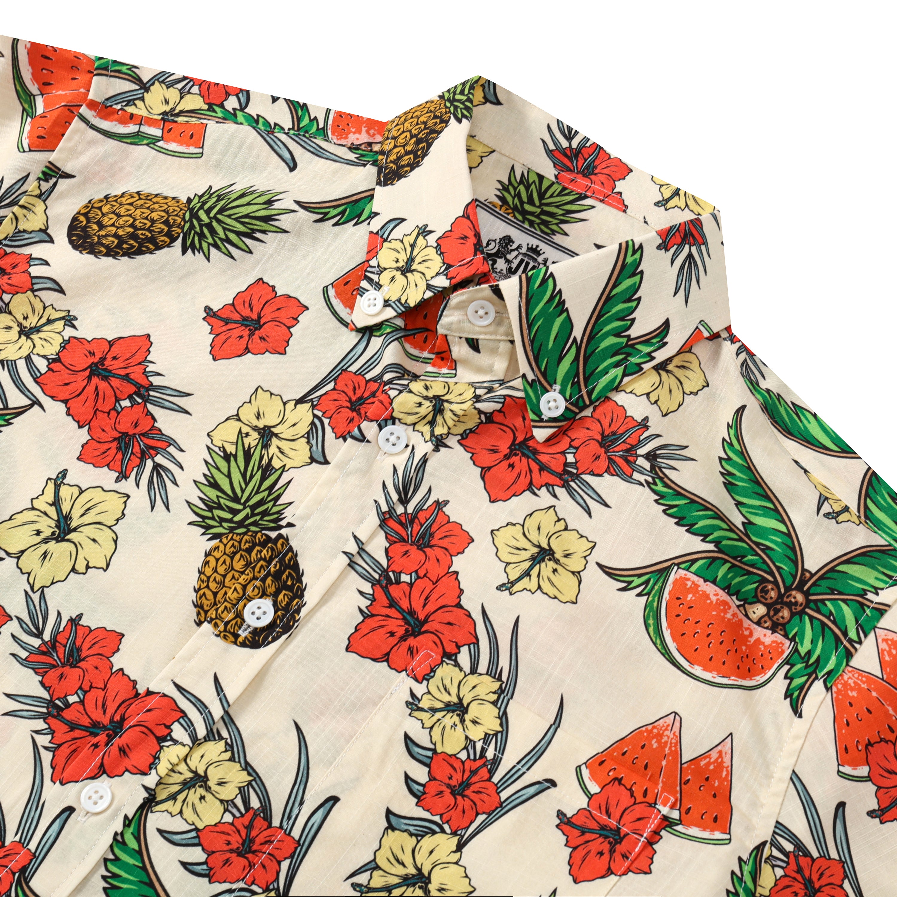 watermelon coconut pattern button short sleeve hawaiian shirt 7939 t8hwq