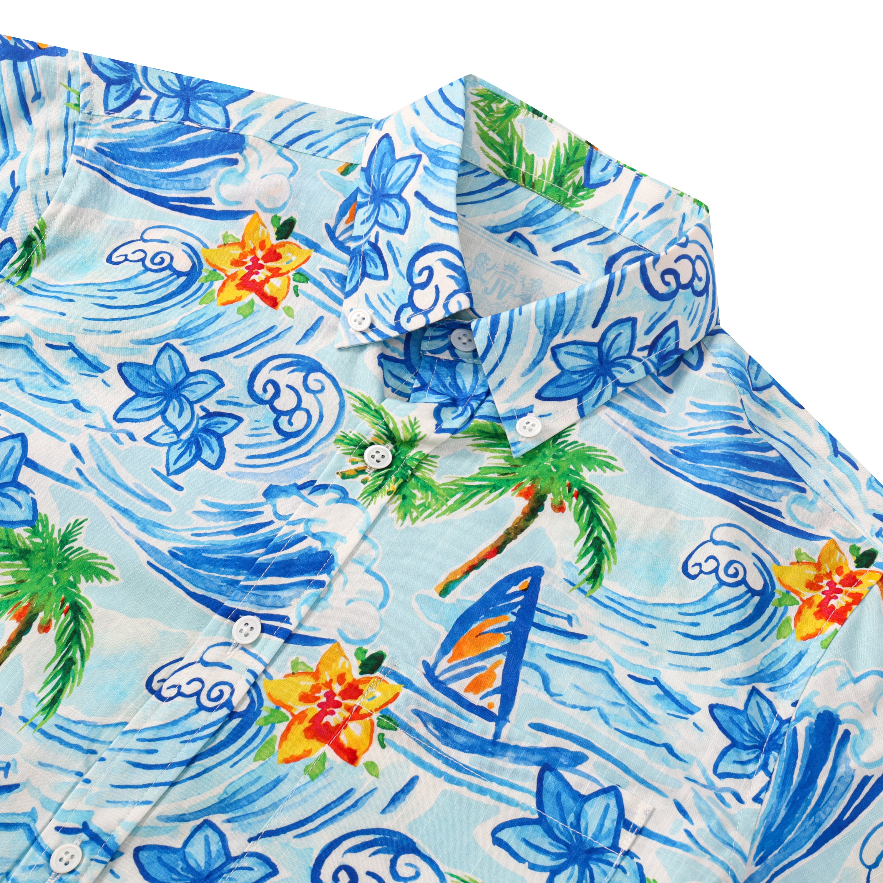 wave board pattern button short sleeve hawaiian shirt 1288 lvtva