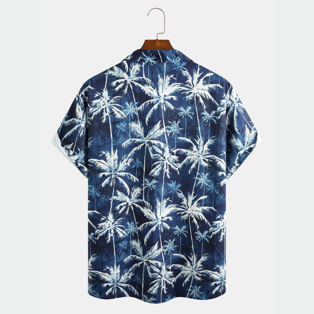 white palm tree pattern tropical hawaiian shirt 2586